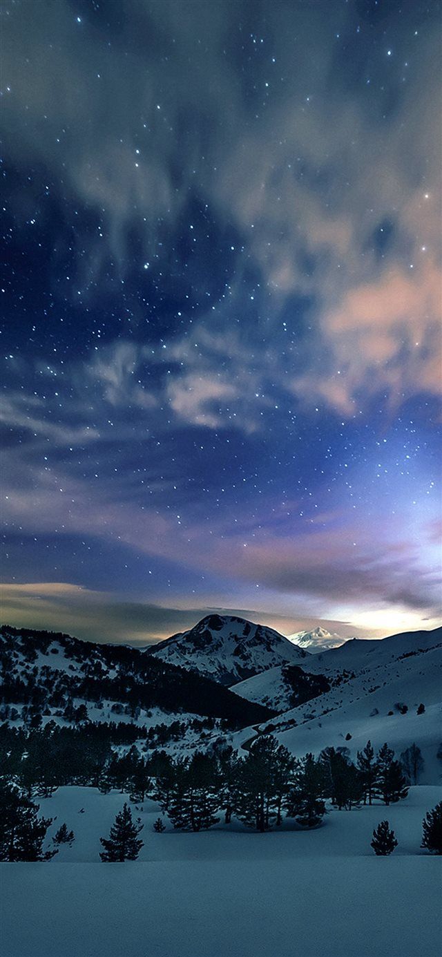 Aurora Star Sky Snow Mountain Winter Nature iPhone X wallpaper. Nature iphone wallpaper, Free winter wallpaper, Winter wallpaper