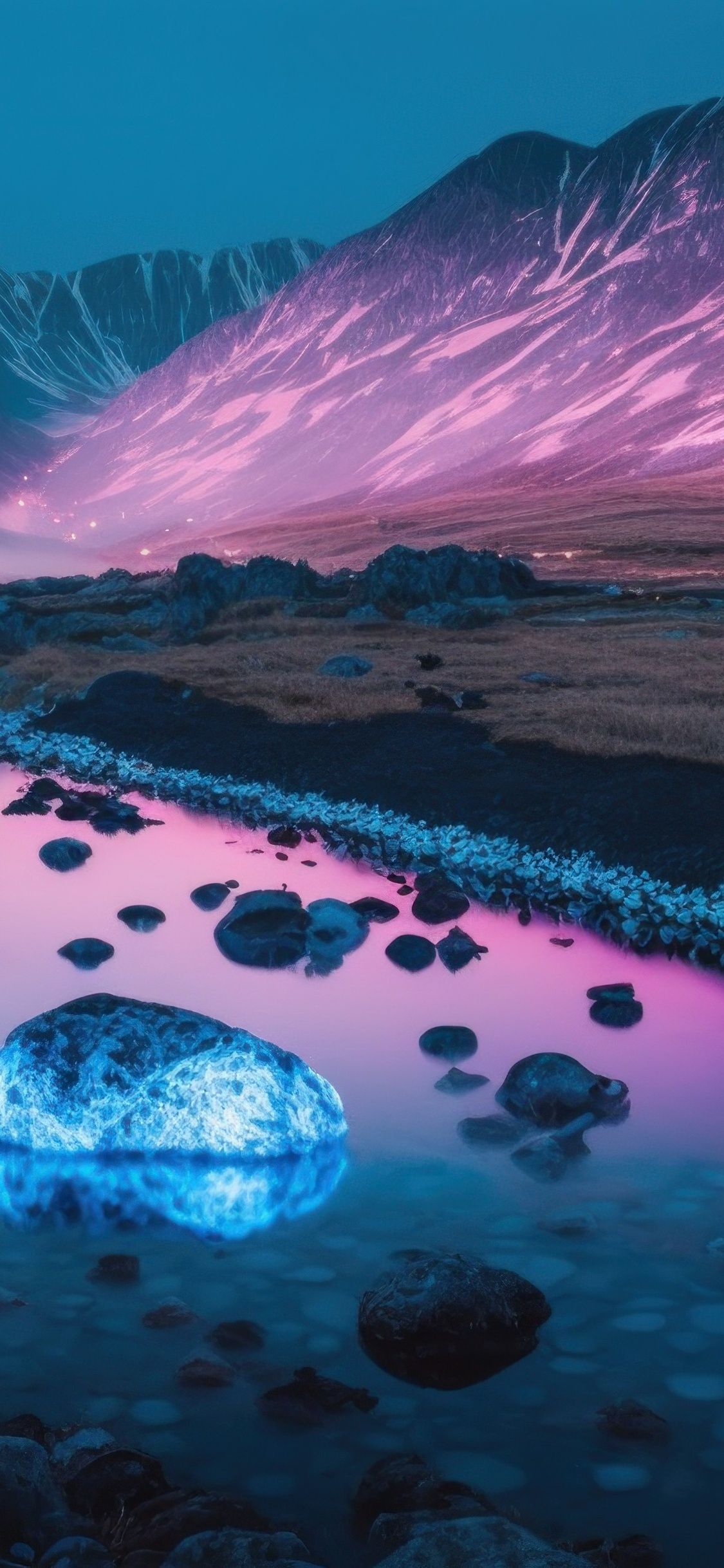 Glowing Rocks Mountains 5k iPhone XS, iPhone 10, iPhone X HD 4k Wallpaper, Image, Background, Photo and Picture
