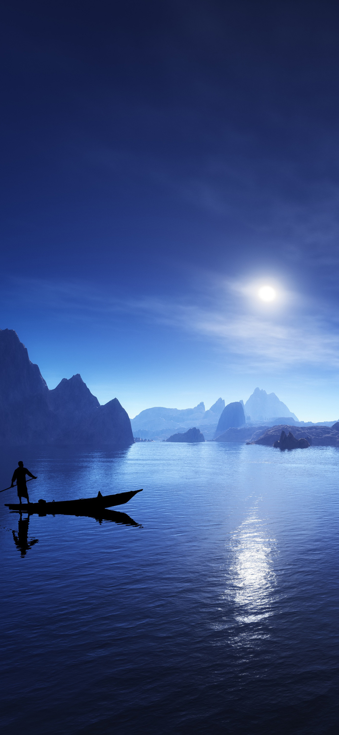 Night Lake Mountain Nature Sea Moon 4k iPhone XS, iPhone 10, iPhone X HD 4k Wallpaper, Image, Background, Photo and Picture