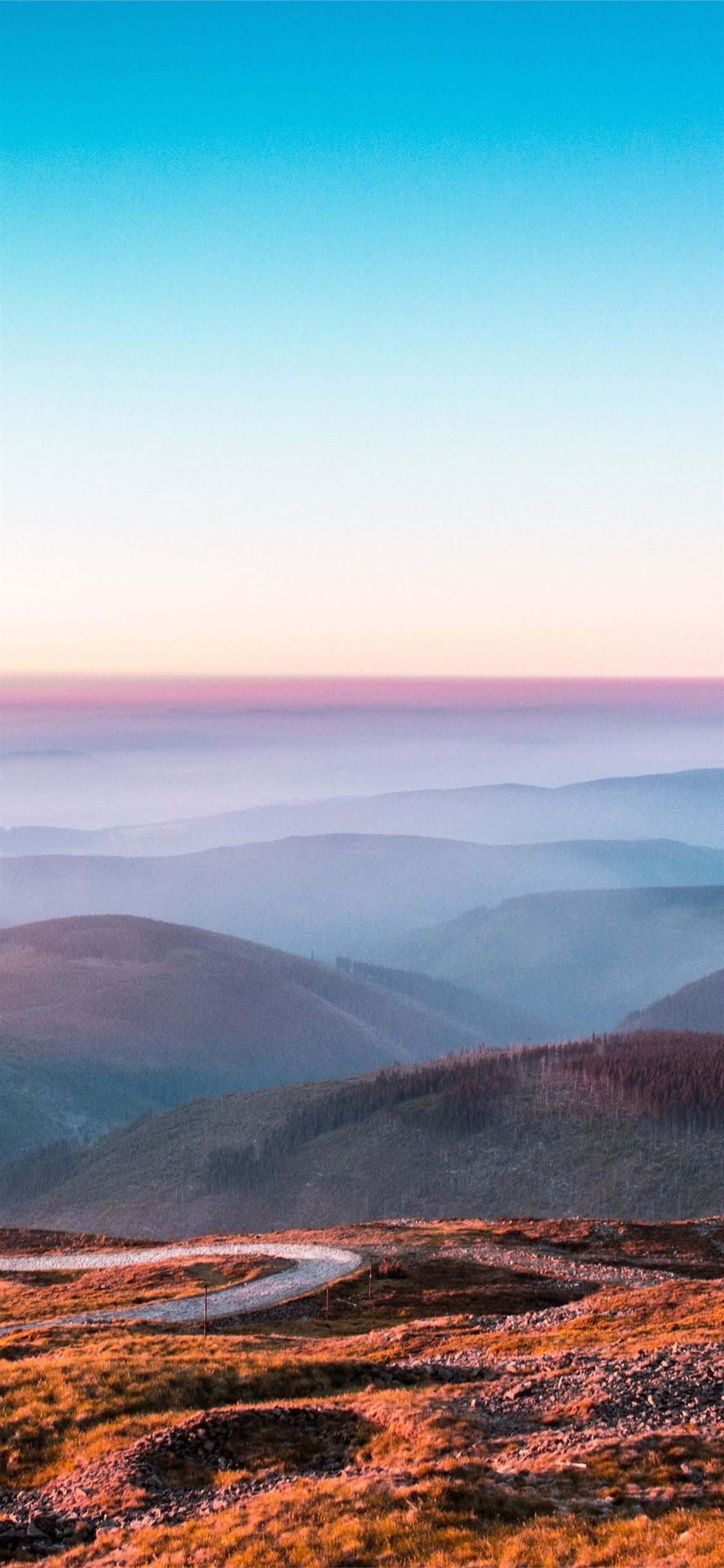 mountain ridge range road 4k iPhone X Wallpaper Free Download