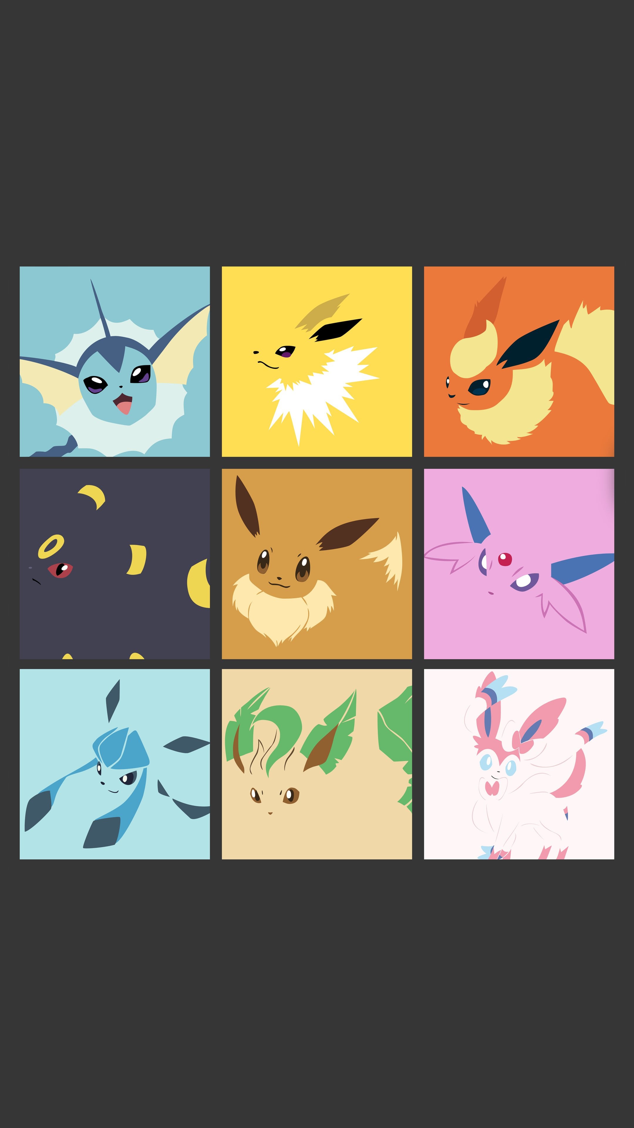 Minimalist Eeveelutions Wallpaper (OC) [4K]