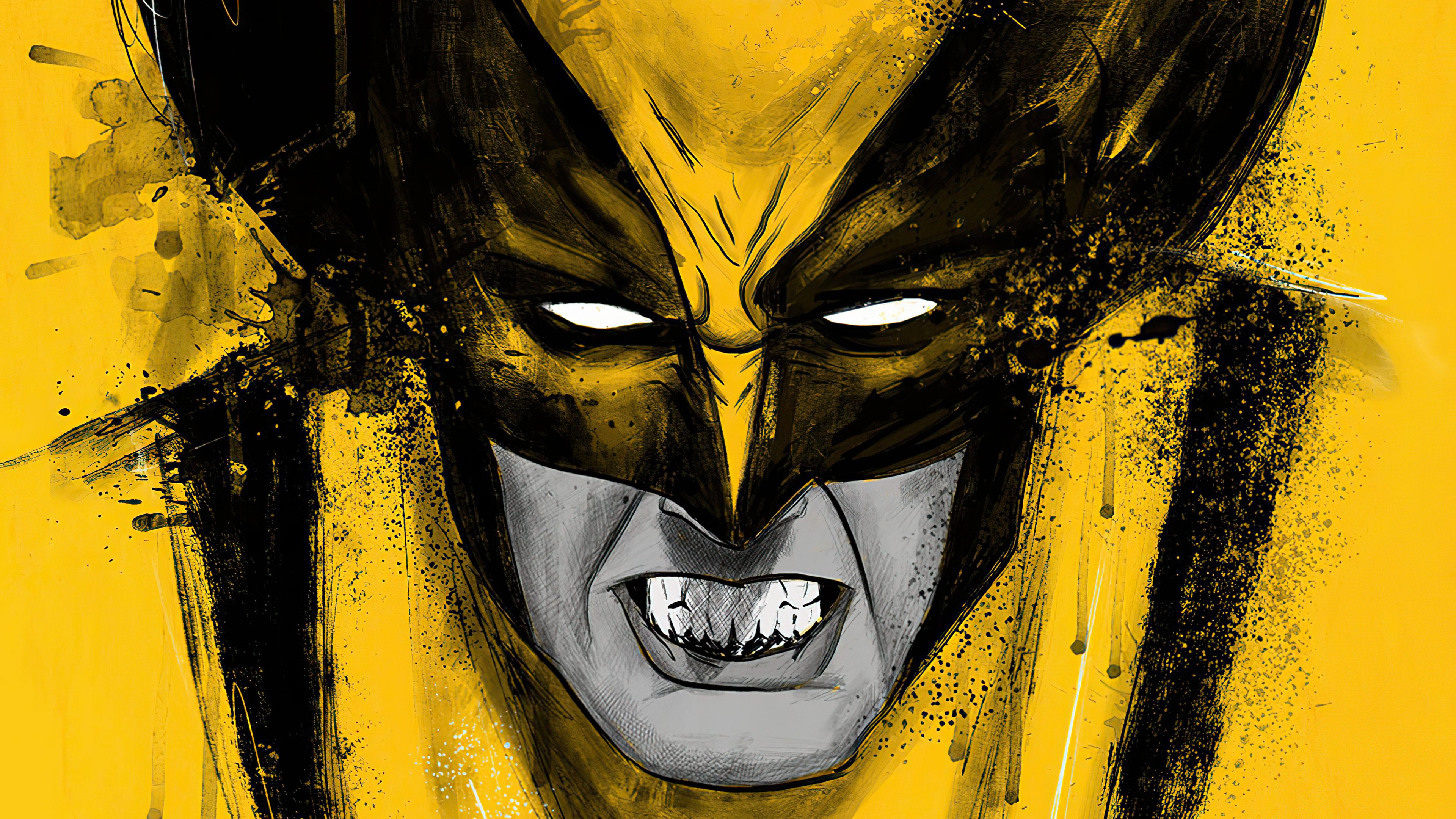 Wolverine Cartoon Art Artistic Yellow 4K Wallpaper