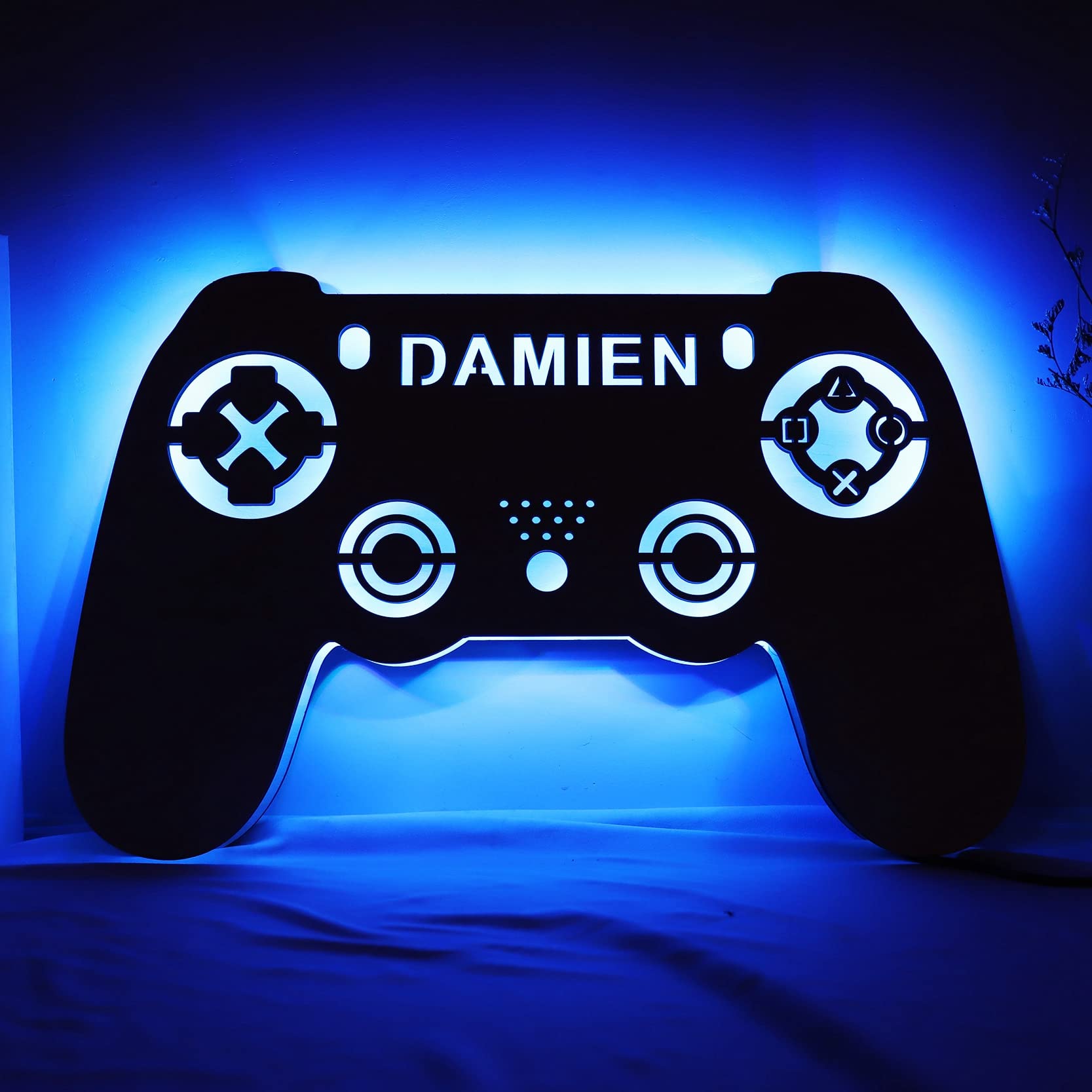 Amazon.com, Custom Game Room Wooden Wall Art Gamepad Colorful LED Lights, Personalized Gamer Name Gamepad Sign Decoration For Living Room, Video Game Outdoor Home Decor for Boy, Tools & Home