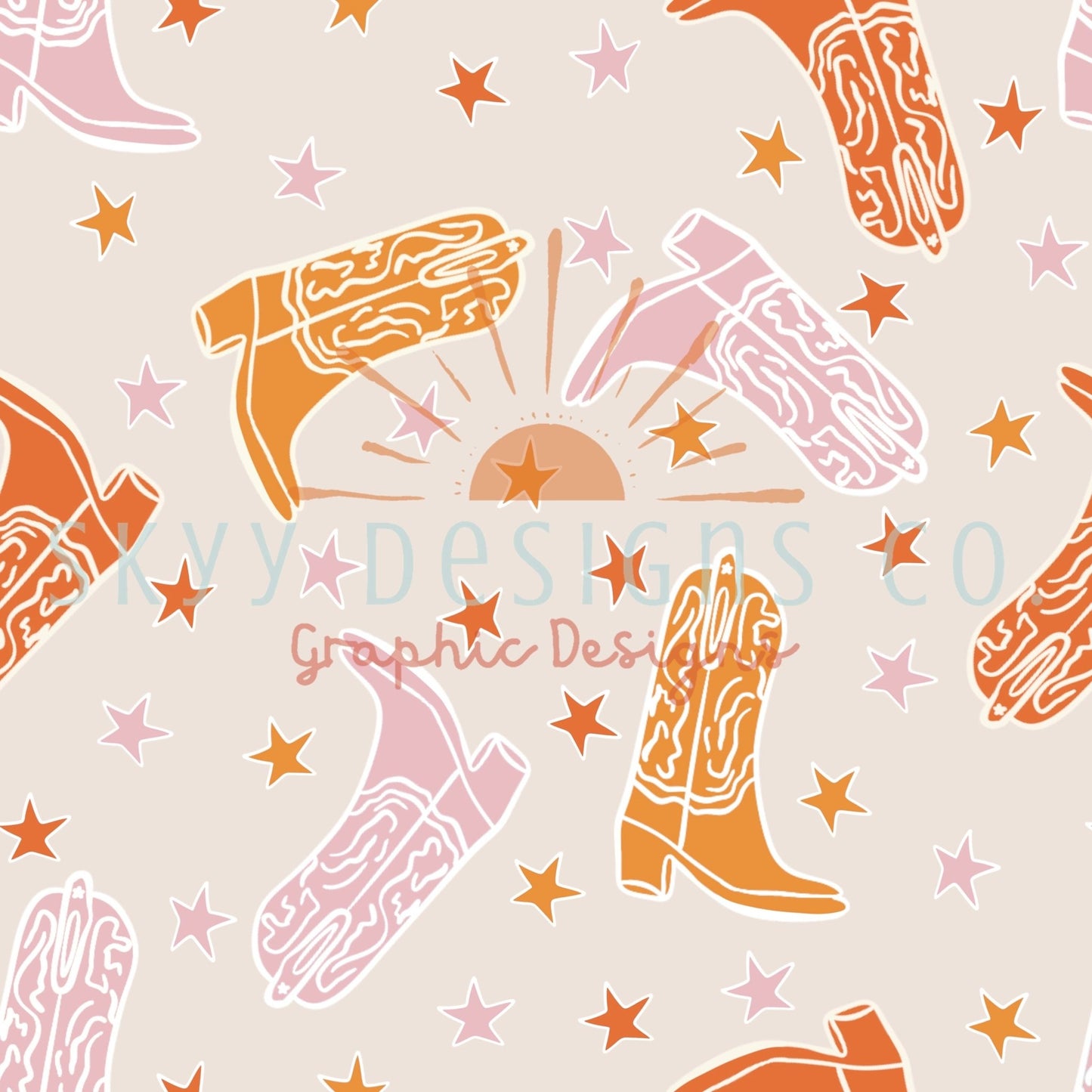 Pastel cowboy boots digital seamless pattern for fabrics and wallpaper