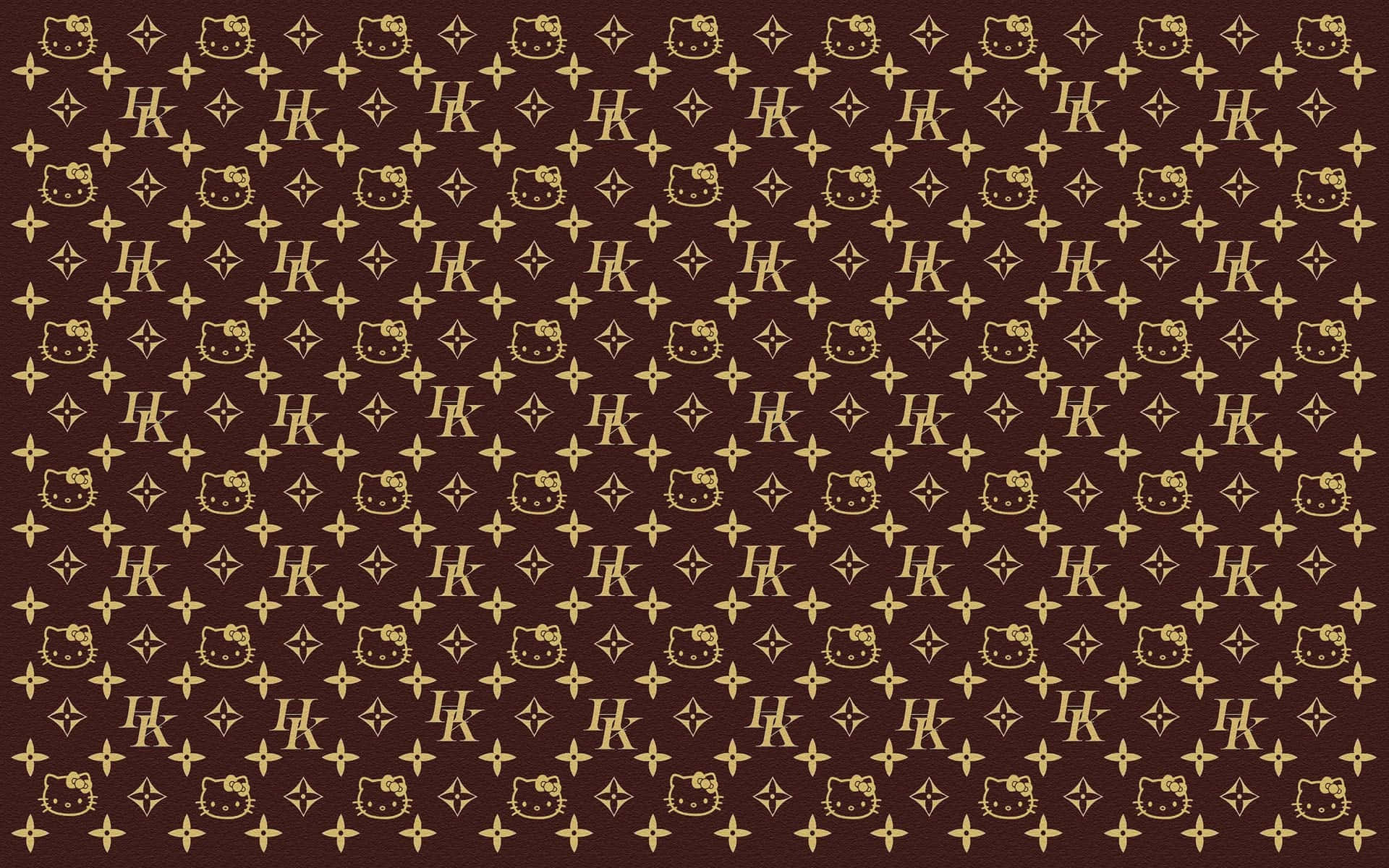 Download Brown Gold Hello Kitty Monogram Desktop Wallpaper