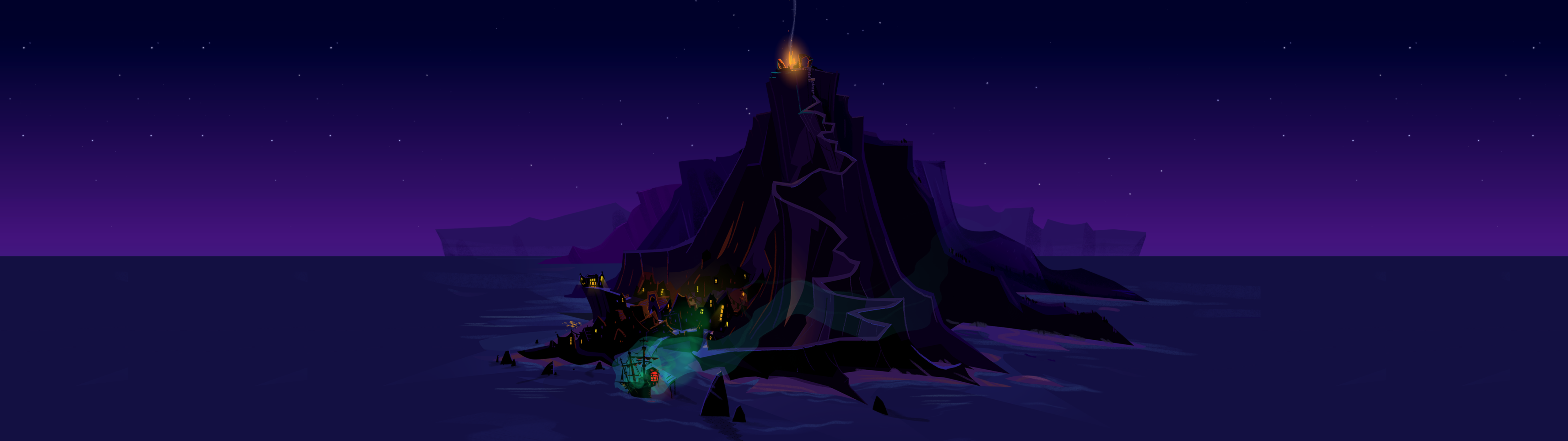I made an Ultrawide Wallpaper of Melee Island (5120 x 1440)