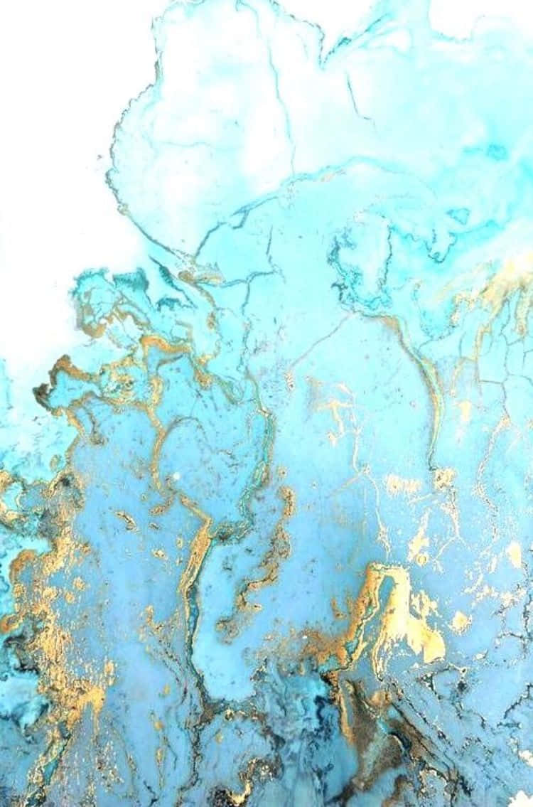 Download Light Blue Marble With Golden Accents Wallpaper