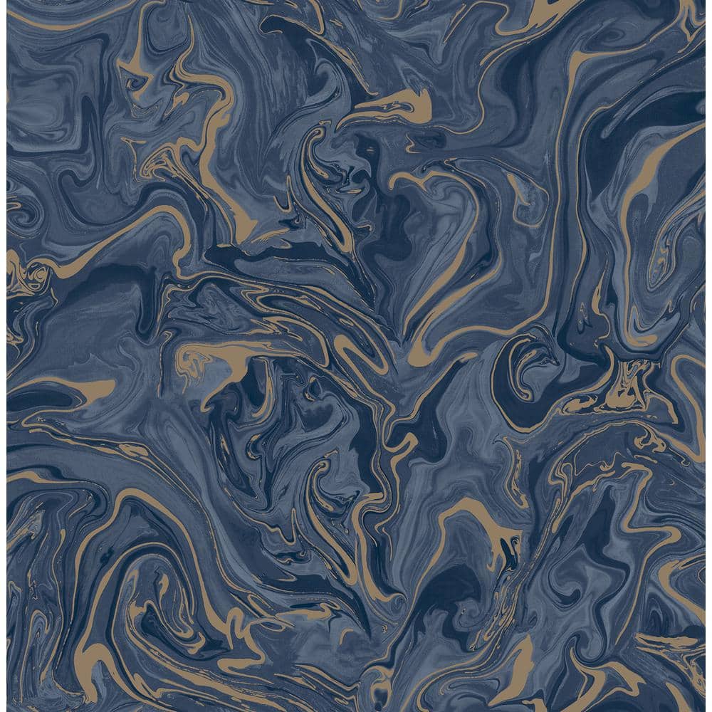 Fine Decor Suave Navy Blue Marble Non Pasted Paper Matte Wallpaper Sample FD43055SAM Home Depot