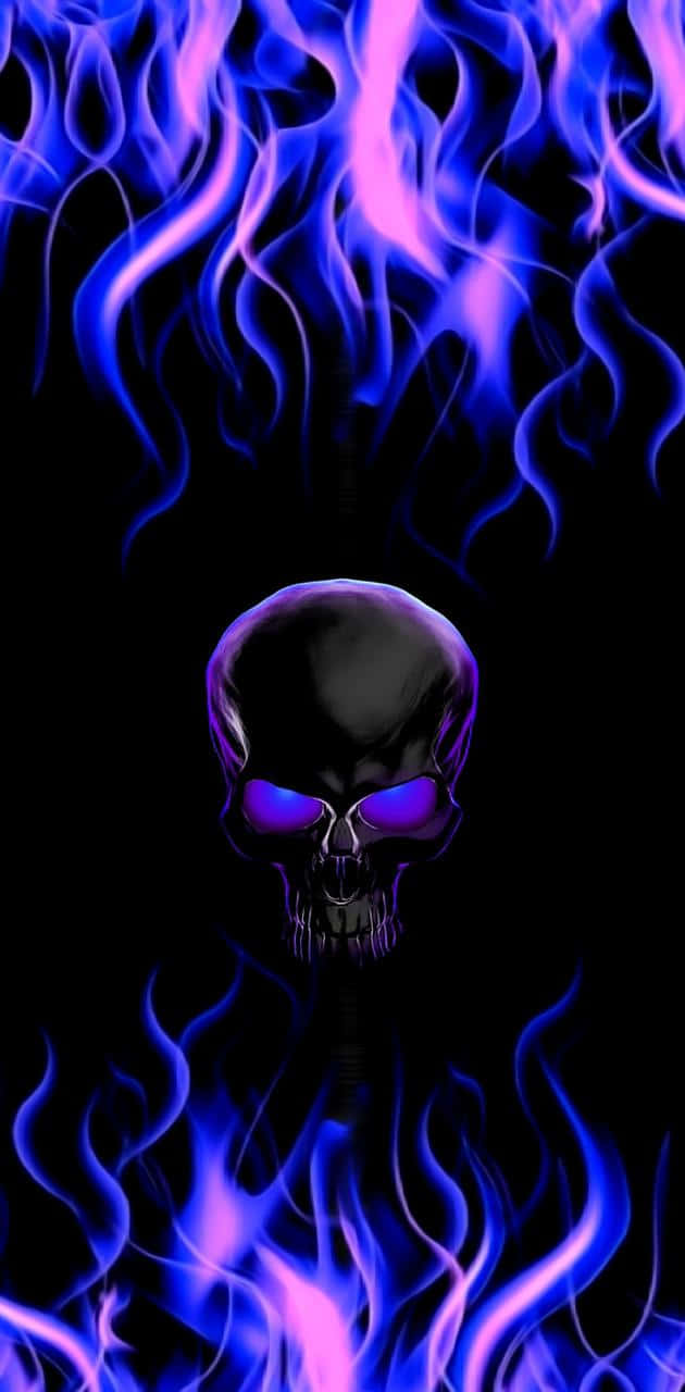 Download Light up the night with a Flaming Skull Wallpaper