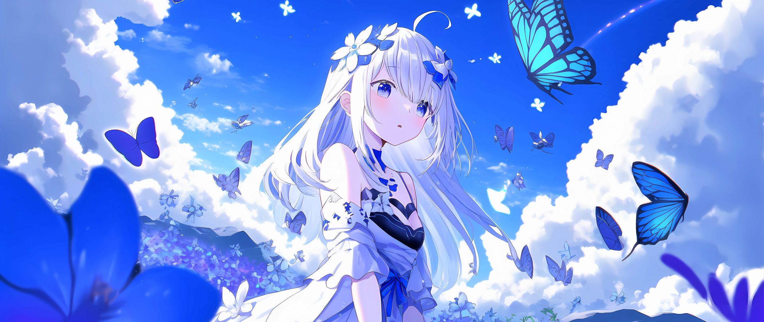Teen Wallpaper 4K, Anime girl, Dream, Butterflies