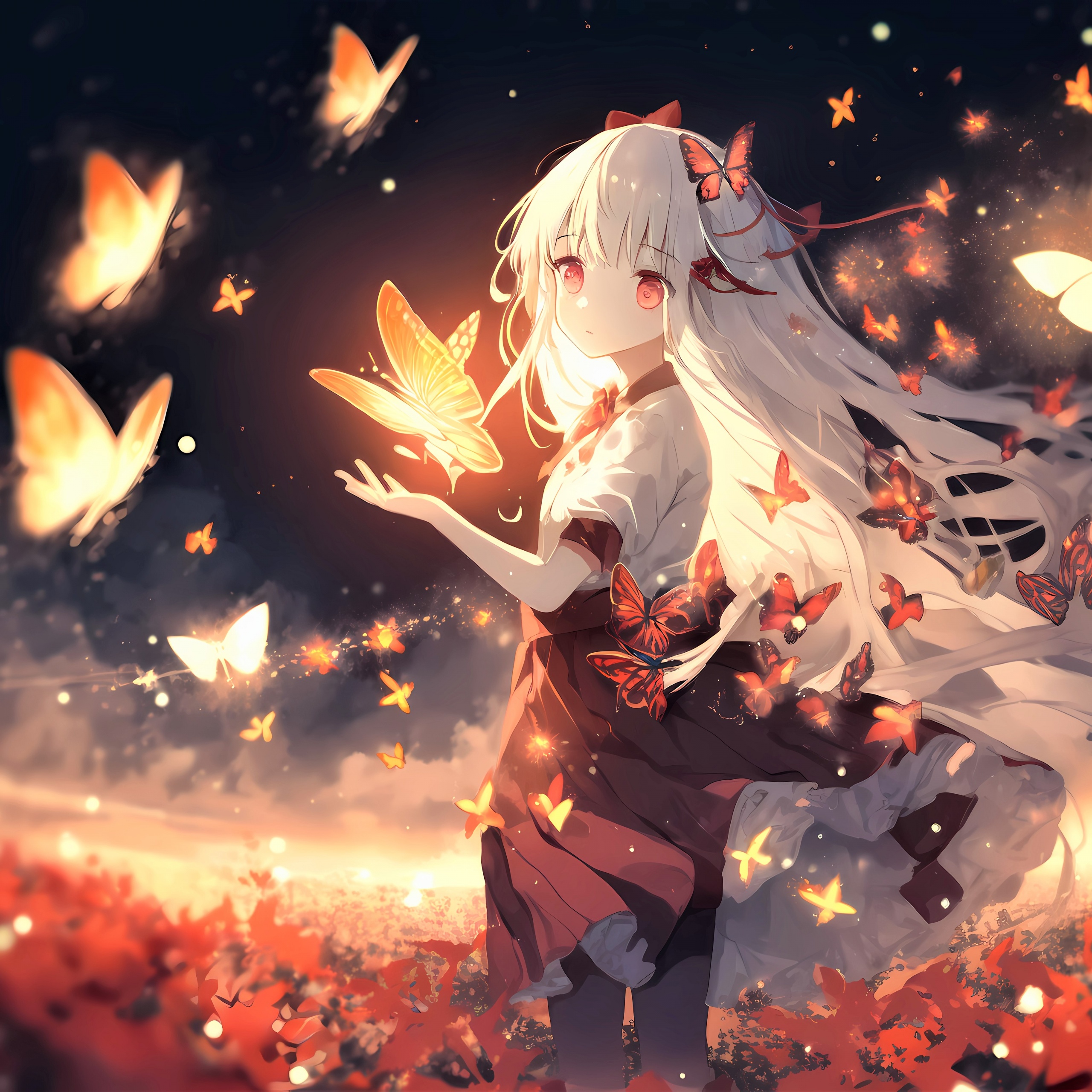 Anime Girl & Butterflies Aesthetic Wallpaper - Anime Girl Wallpaper