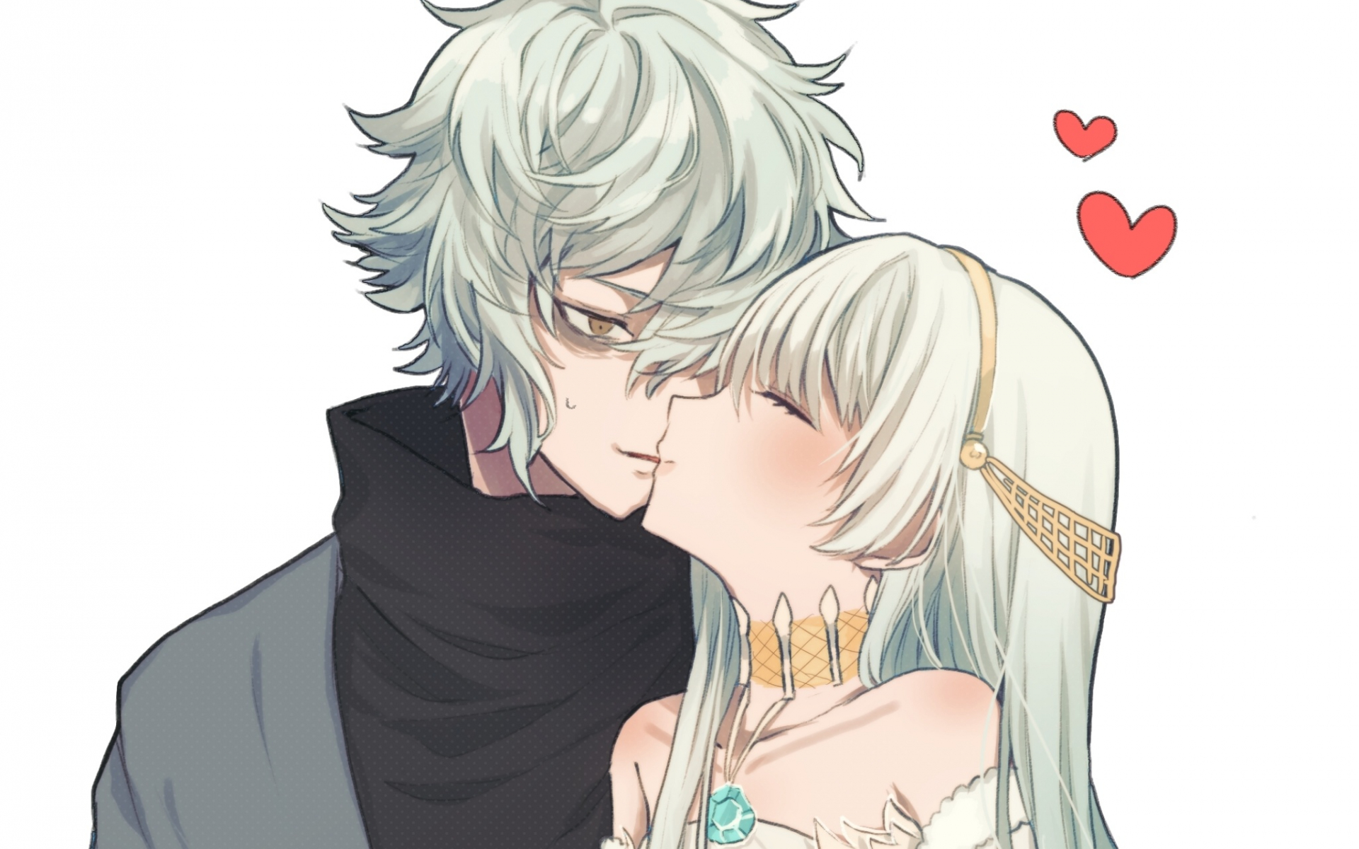 Download wallpaper 1920x1200 kiss, couple, romance, anastasia, kadoc zemlupus, anime, 16:10 widescreen 1920x1200 HD background, 6077