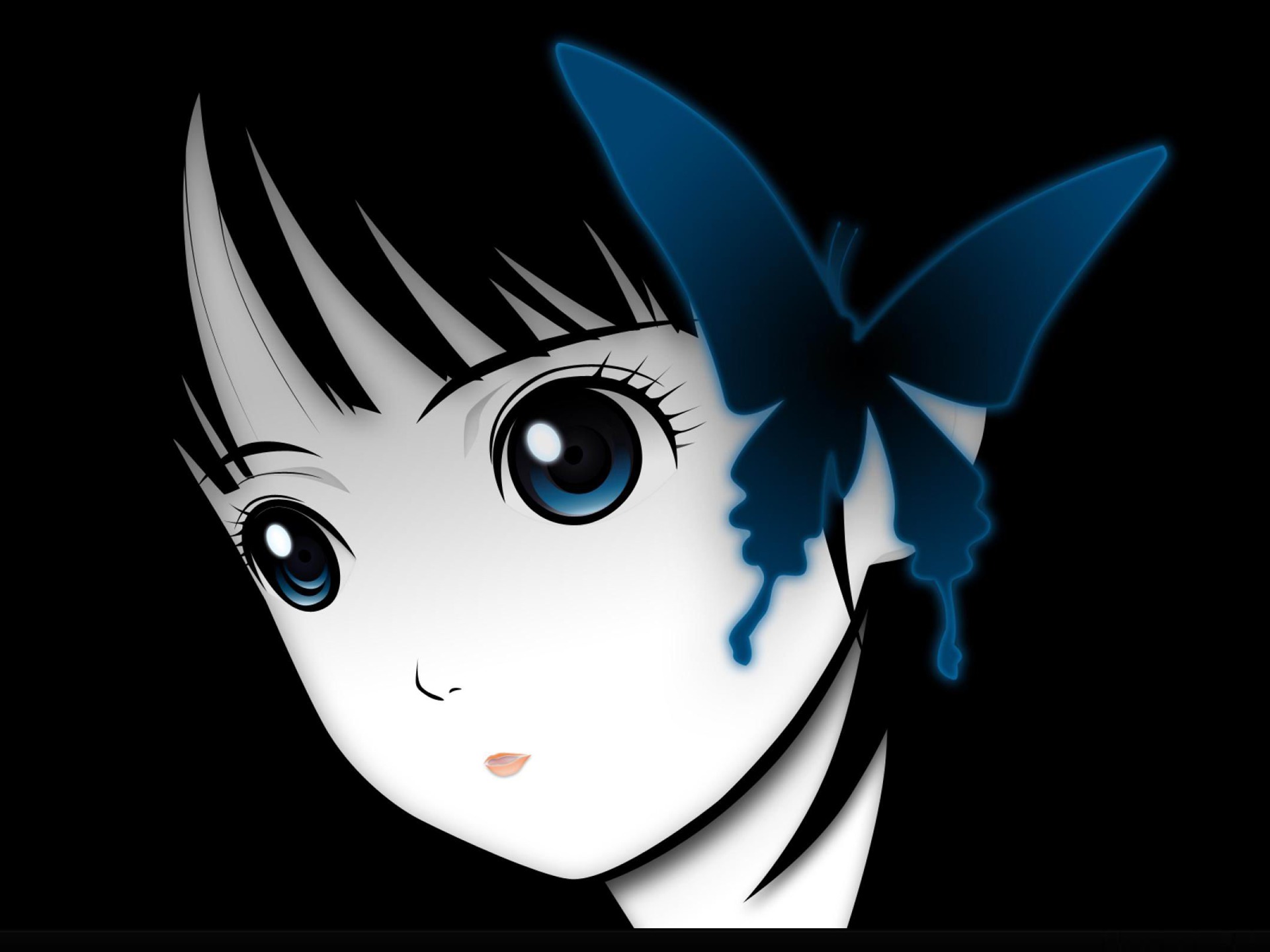 Anime Girl Butterfly Anime Design Widescreen Wallpaper