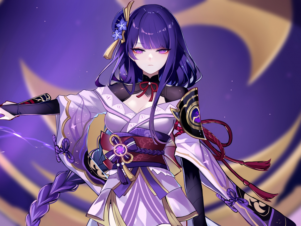 Wallpaper anime game, raiden shogun, genshin impact desktop wallpaper, HD image, picture, background, bffb01