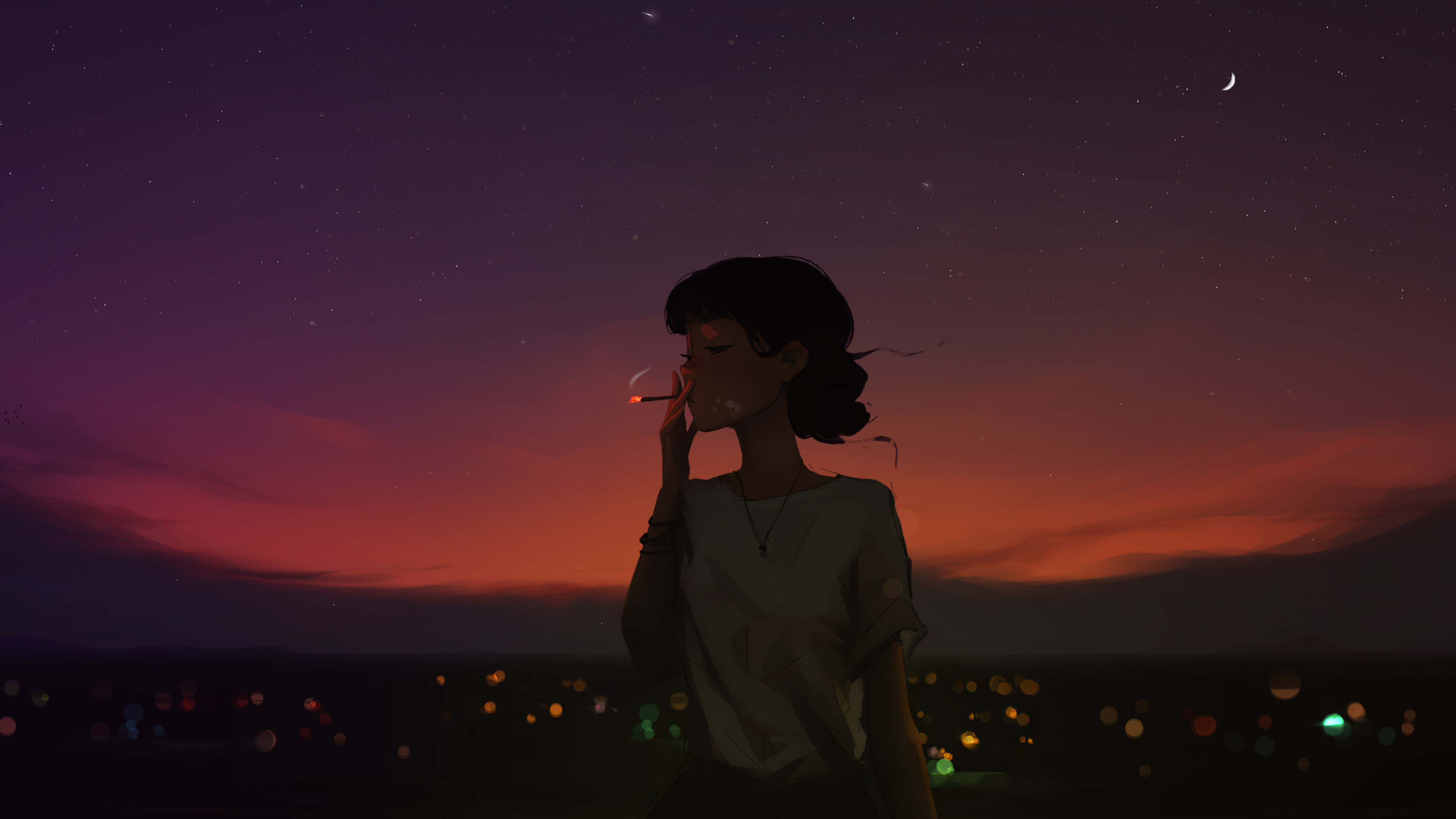 Lofi Smoking Girl 4k Wallpaper, HD