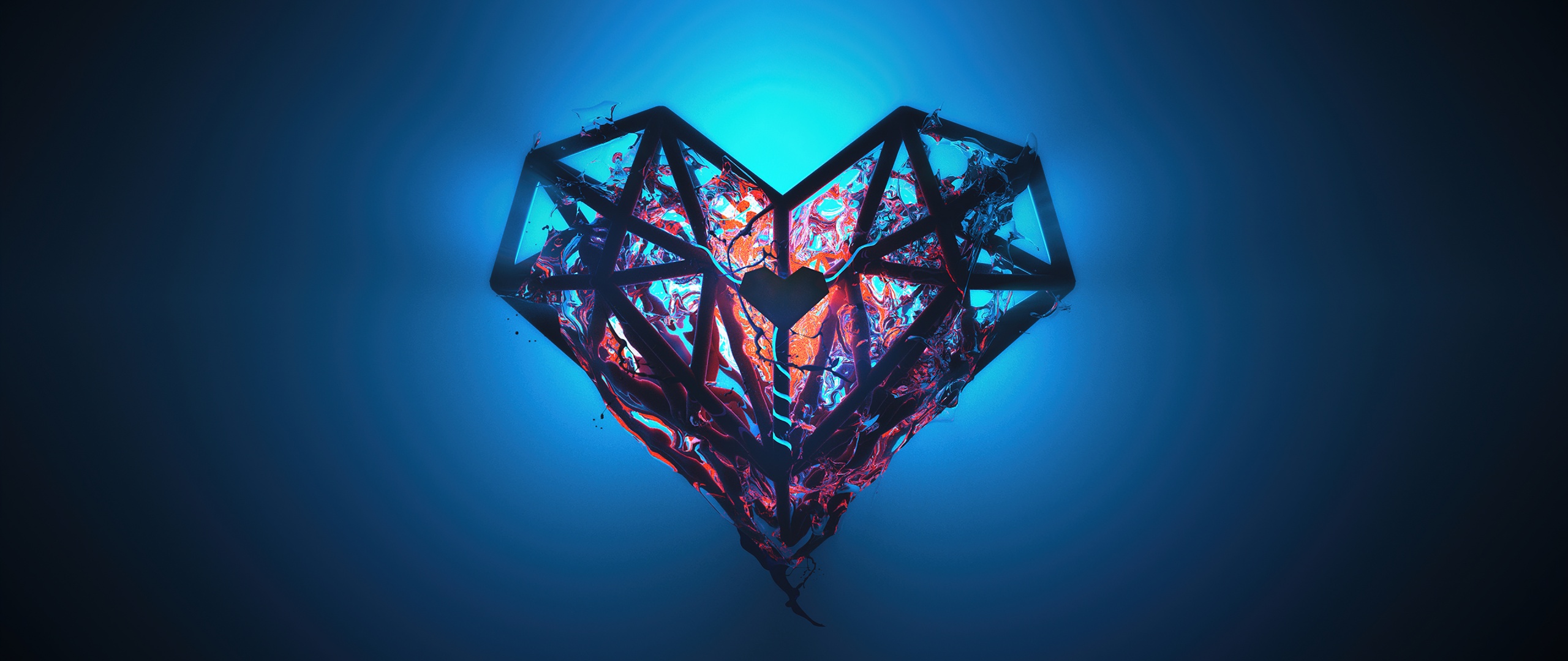 Heart Wallpaper 4K, Low poly, Artwork, Glow
