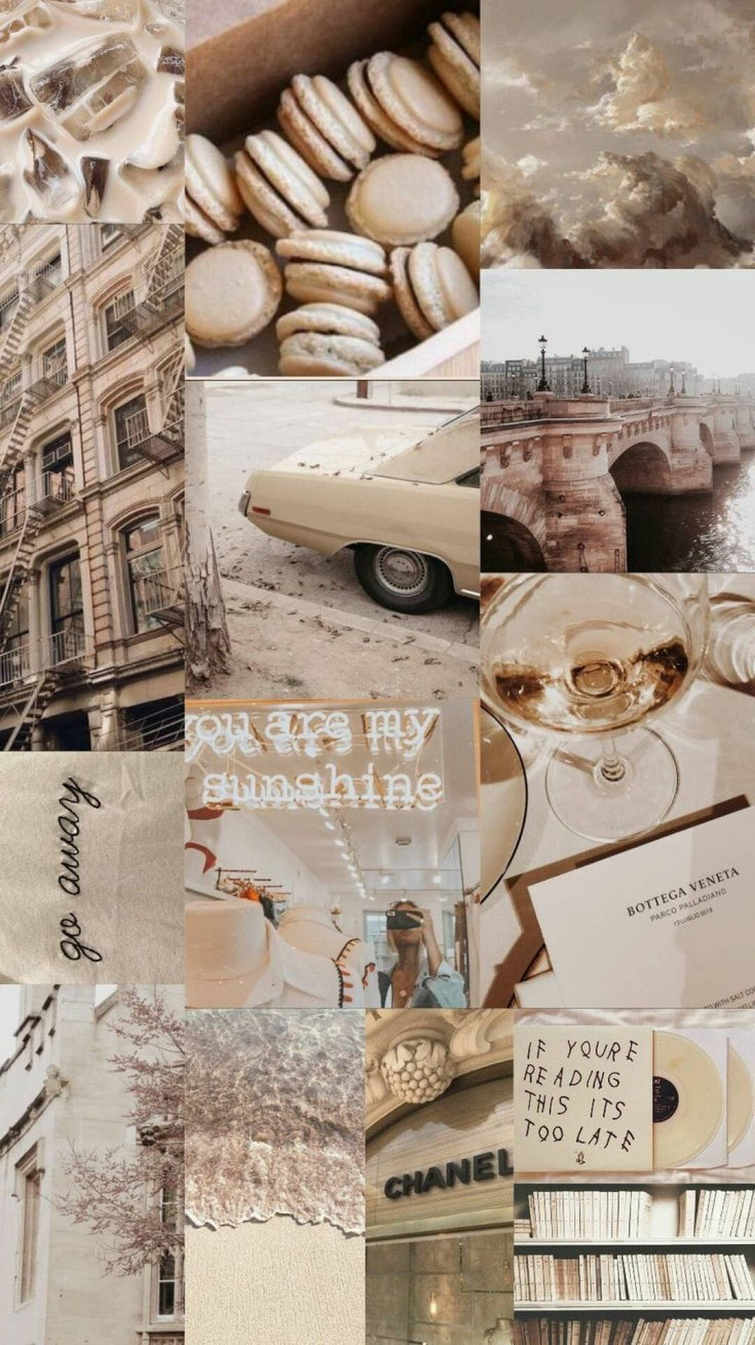 Download Beige Aesthetic Collage iPhone Wallpaper