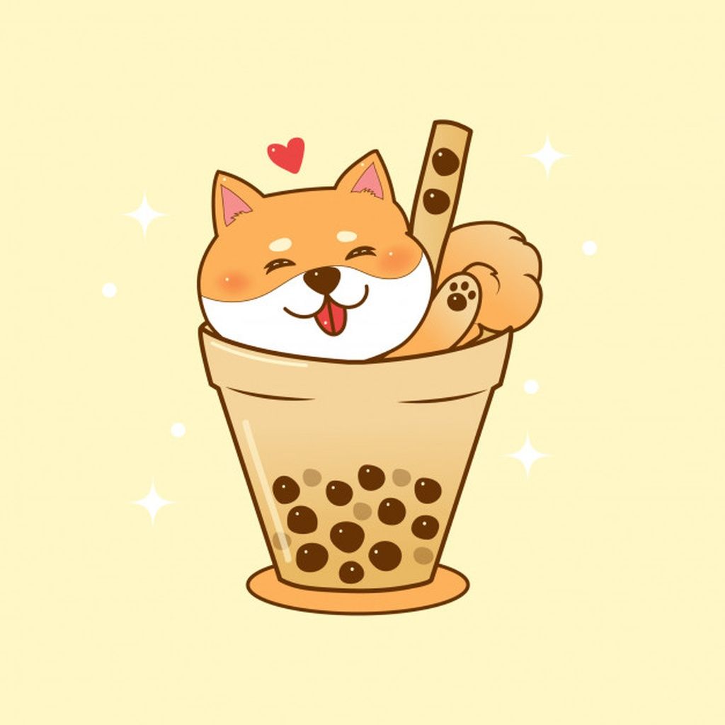 Cute shiba inu in bubble tea cup #paid, , #ad, #Paid, #inu, #cup, #tea, # shiba. Cute dog cartoon, Shiba inu, Cute wallpaper