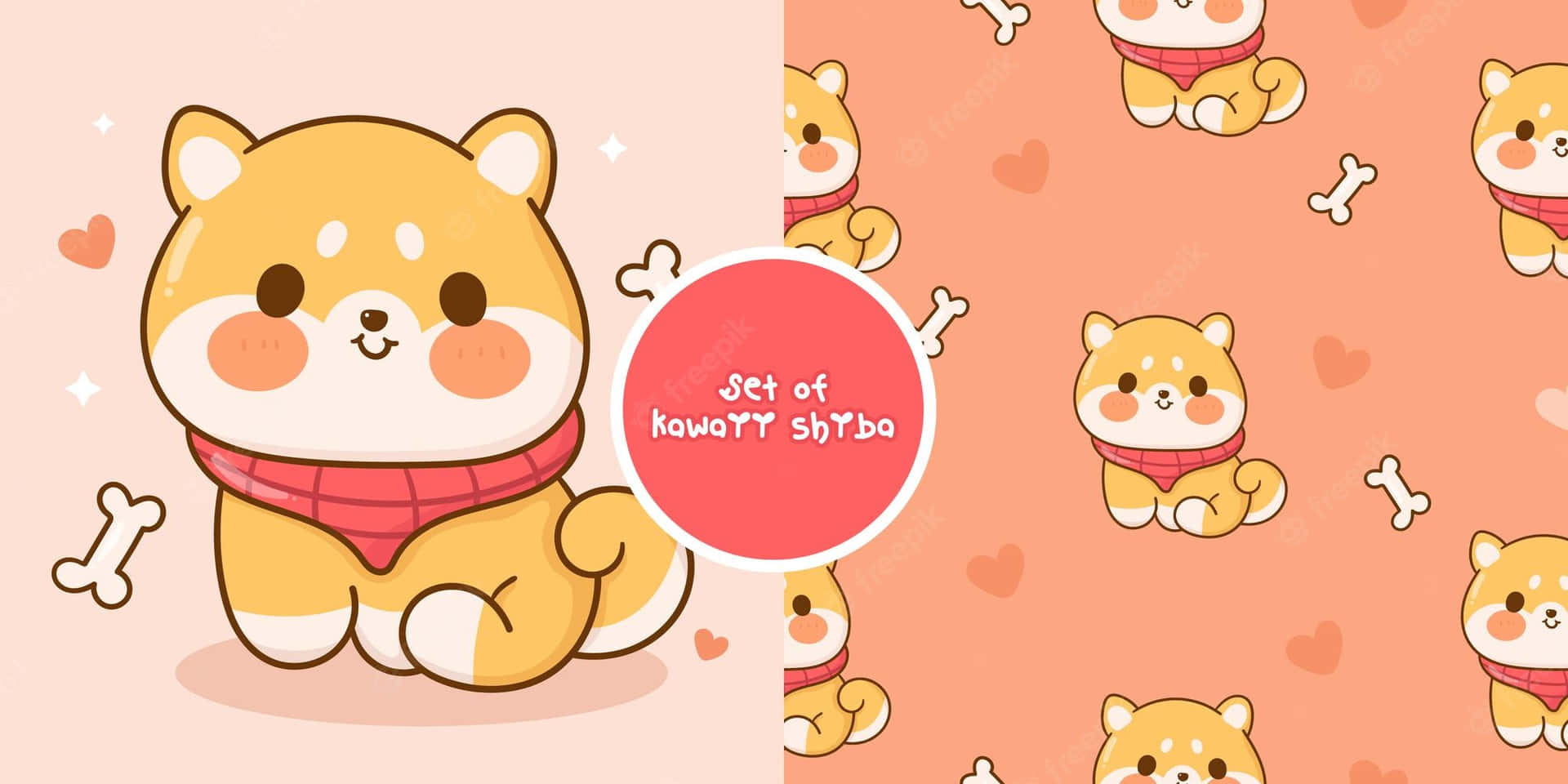 Download Cute Shiba Inu Pattern Wallpaper