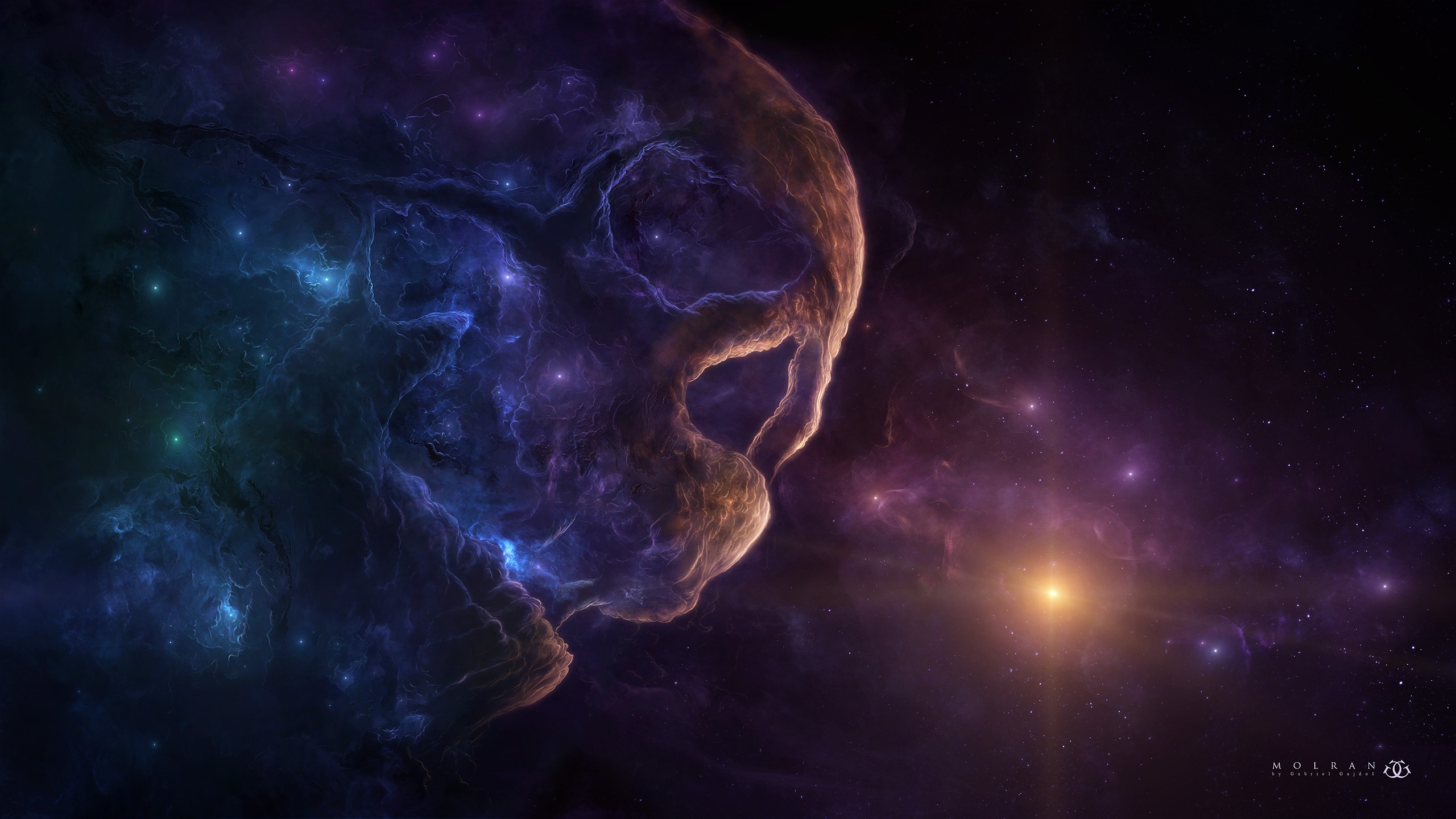 space, space art, digital art, nebula, skullx1440 Wallpaper
