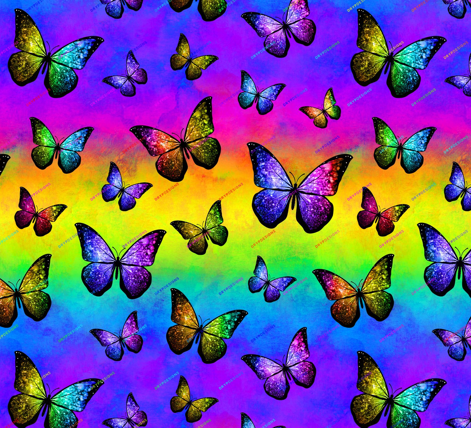 Rainbow Glitter Butterfly Seamless