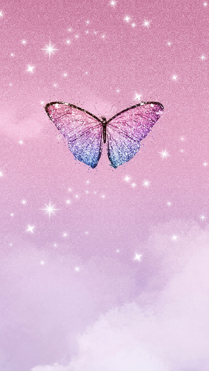 Aesthetic butterfly iPhone wallpaper, sparkling
