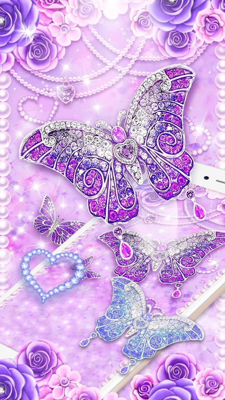 Butterfly glitter diamond Wallpaper Download
