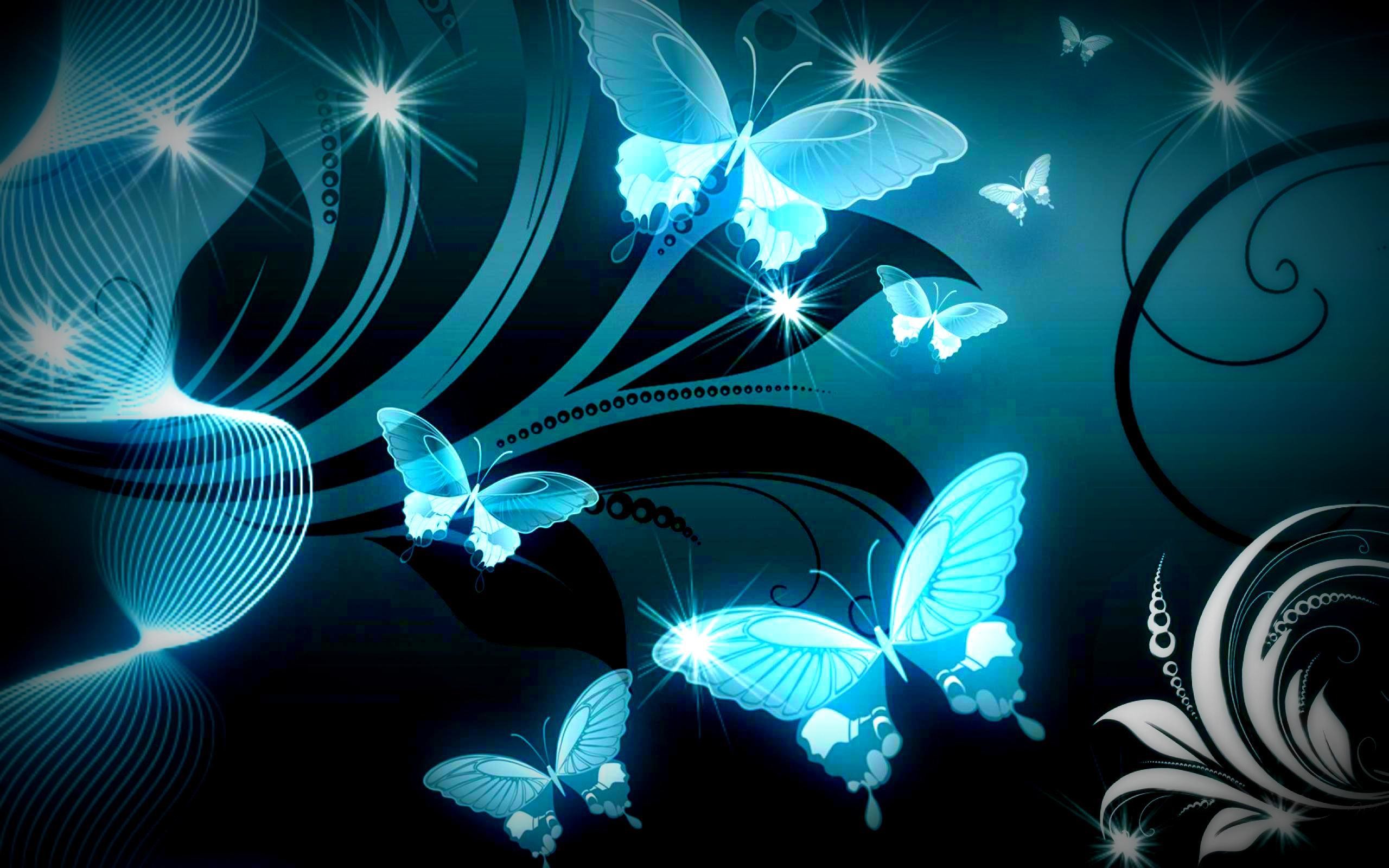 SPARKLE BLUE BUTTERFLIES WALLPAPER