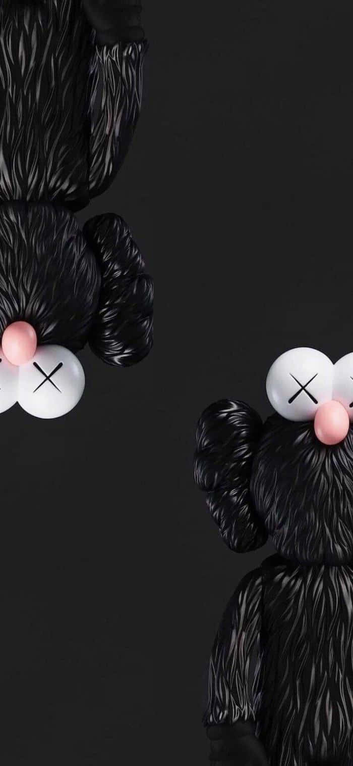 Download Kaws BFF Black, a unique art piece by Kaws showcasing its signature style. Wallpaper