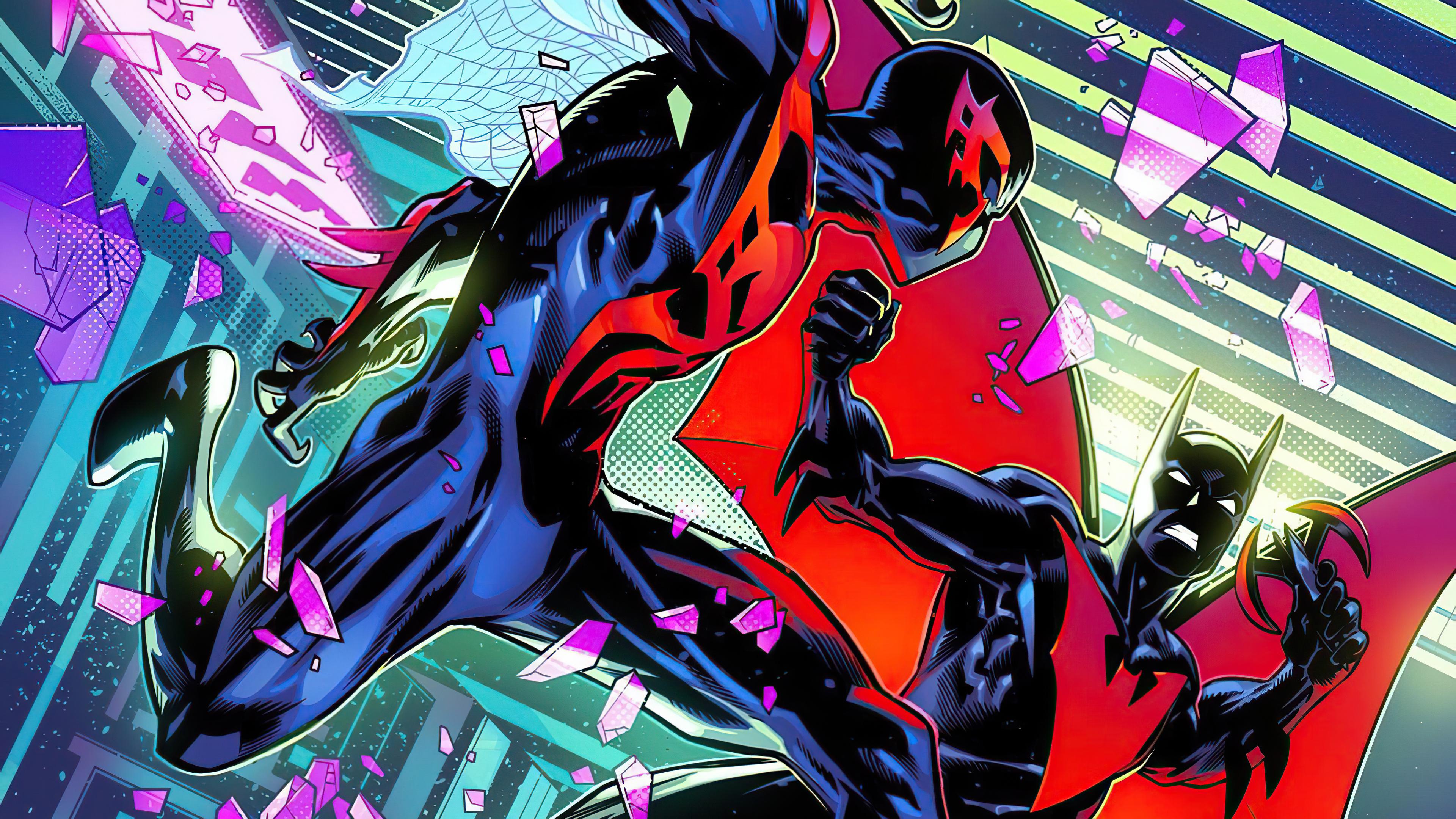 Spiderman 2099 Vs Batman Beyond 4k, HD Superheroes, 4k Wallpaper, Image, Background, Photo and Picture