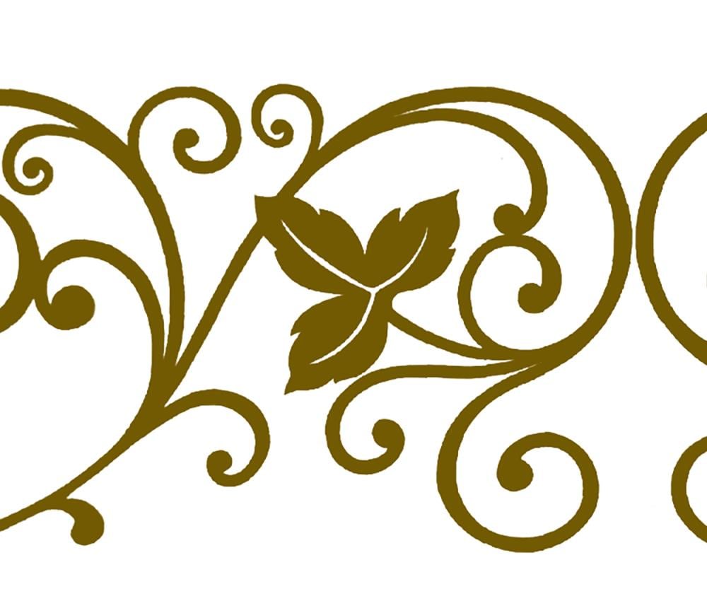 Dundee Deco Mgazb6003a Peel and Stick Damask Golden Vines Scrolls Self Adhesive Mirror Window Sticker Wallpaper Border Roll 33 ft x 4 in 10M x 10cm