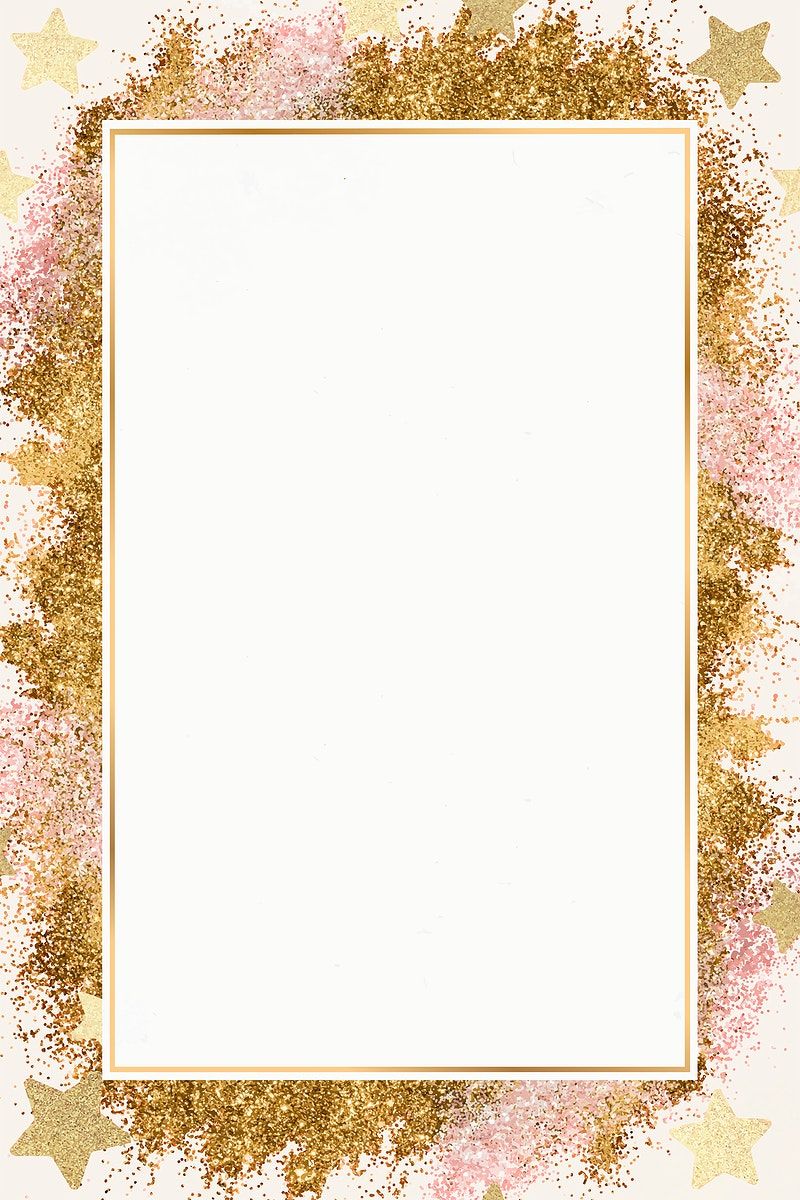 Shiny gold border vector festive glitter star pattern frame. free image by rawpixel.com / no. Gold sparkle background, Rose gold glitter wallpaper, Glitter frame