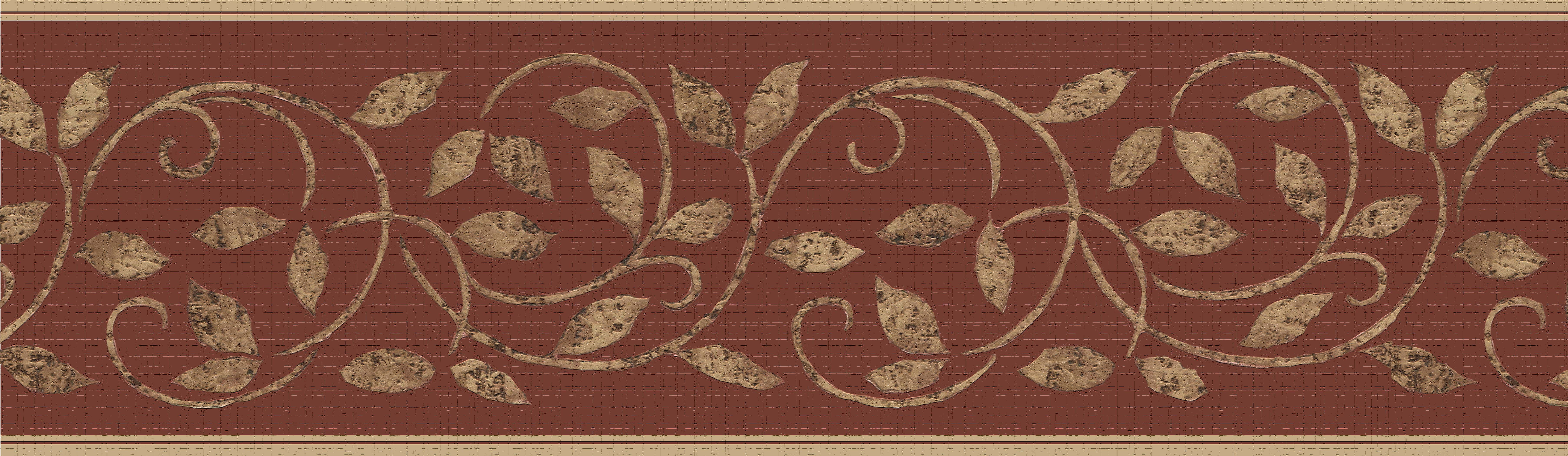 Dundee Deco's Peel and Stick Wallpaper Border Gold Maroon Vines Wall Border Retro Design, 15 ft x 7 in, Self Adhesive