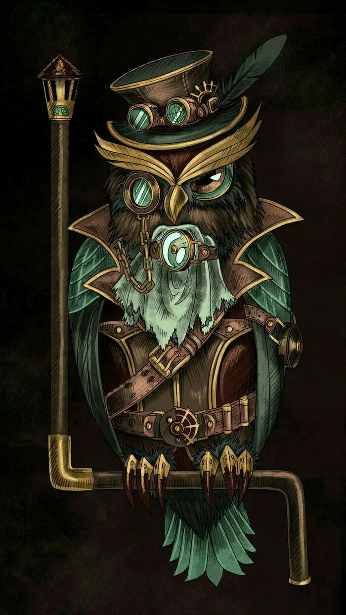 The Secret Agent Owl. Steampunk artwork, Steampunk wallpaper, Steampunk tattoo