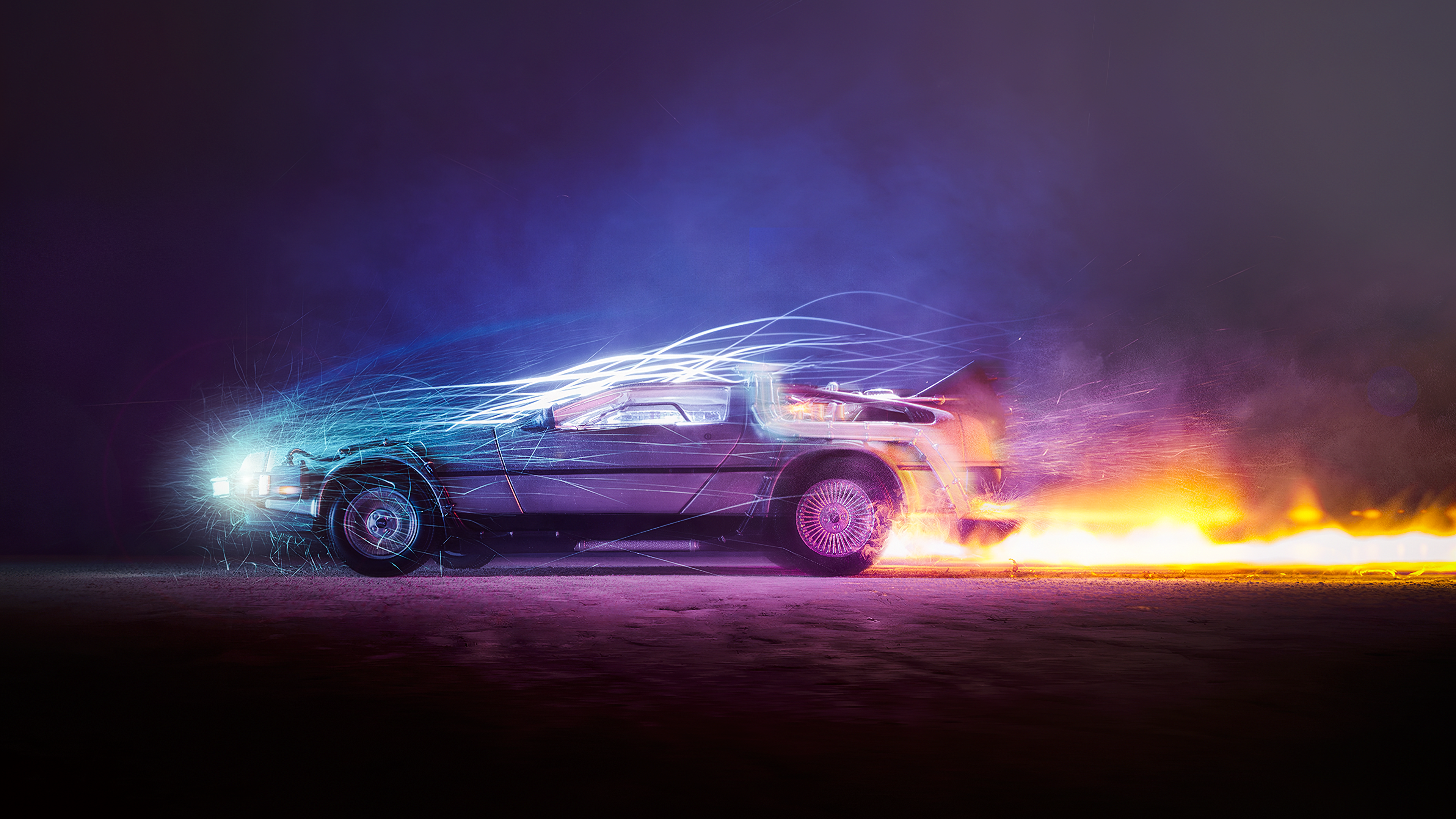 DeLorean DMC 12. Back To The Future 4K Ultra HD Wallpaper