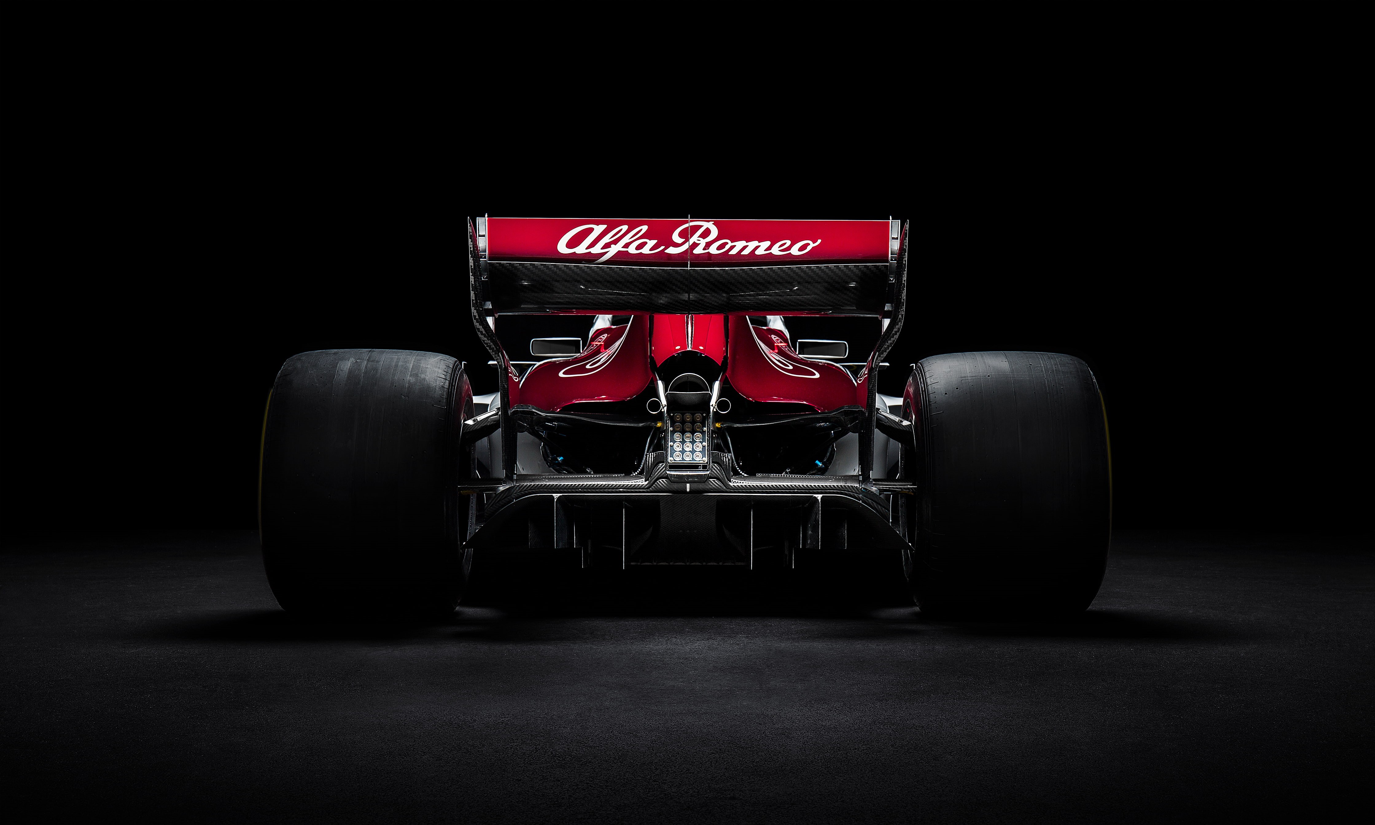 Wallpaper / security, mode of transportation, sport, k, single object, sports race, indoors, no people, red, Alfa, Sauber, black background, tire, transportation, 2018 free download