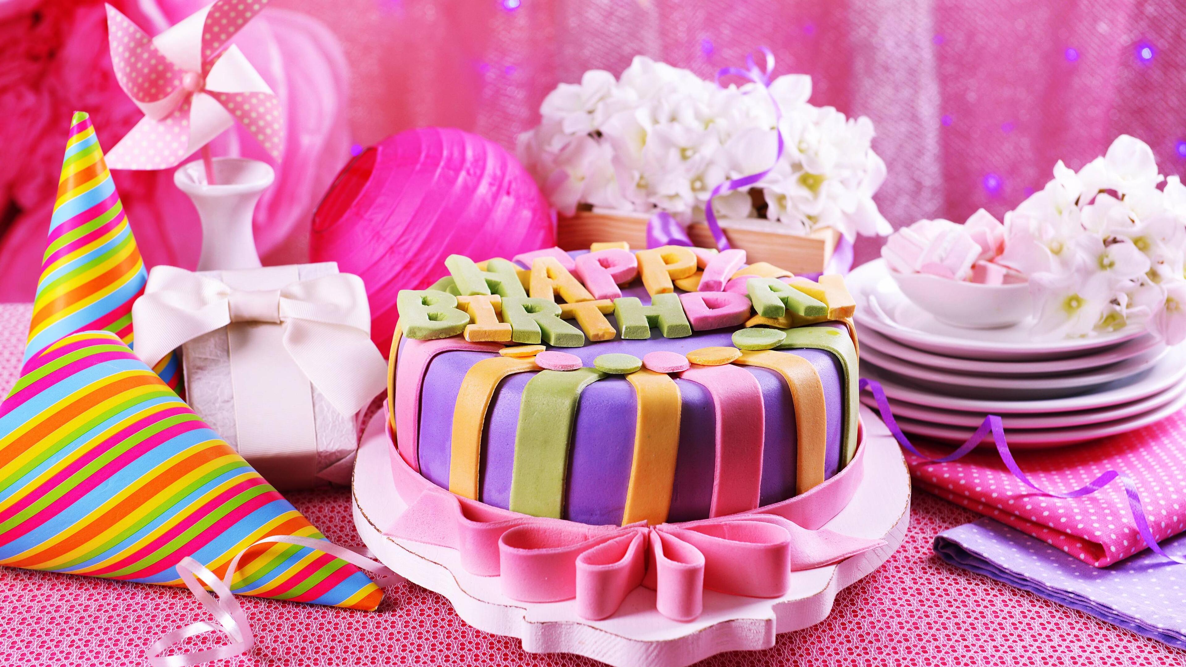 Pink Birthday Cake 4k HD 4k Wallpaper, Image, Background, Photo and Picture