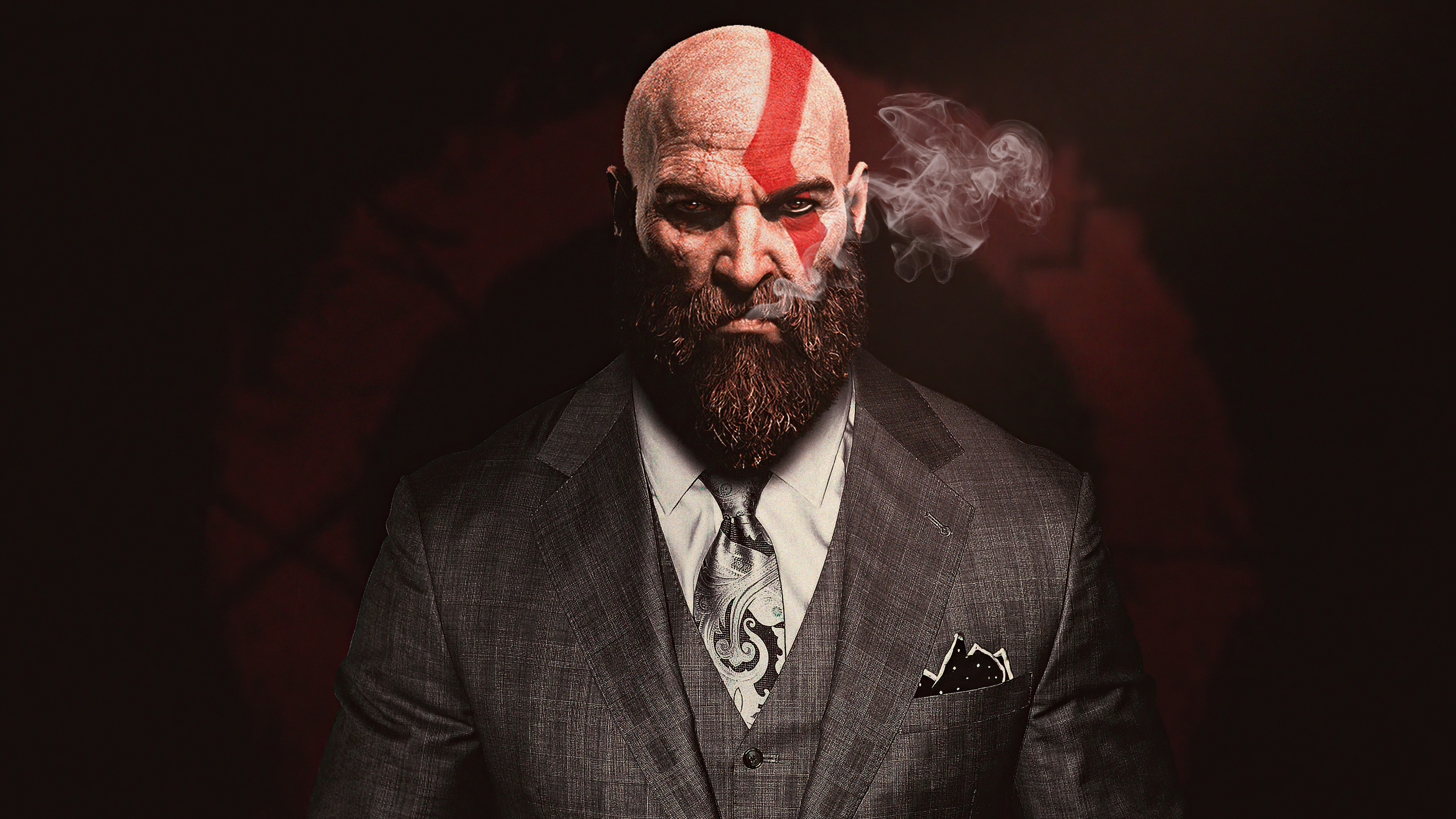 Kratos God Of War In Suit 4k, HD Games, 4k Wallpaper, Image, Background, Photo and Picture
