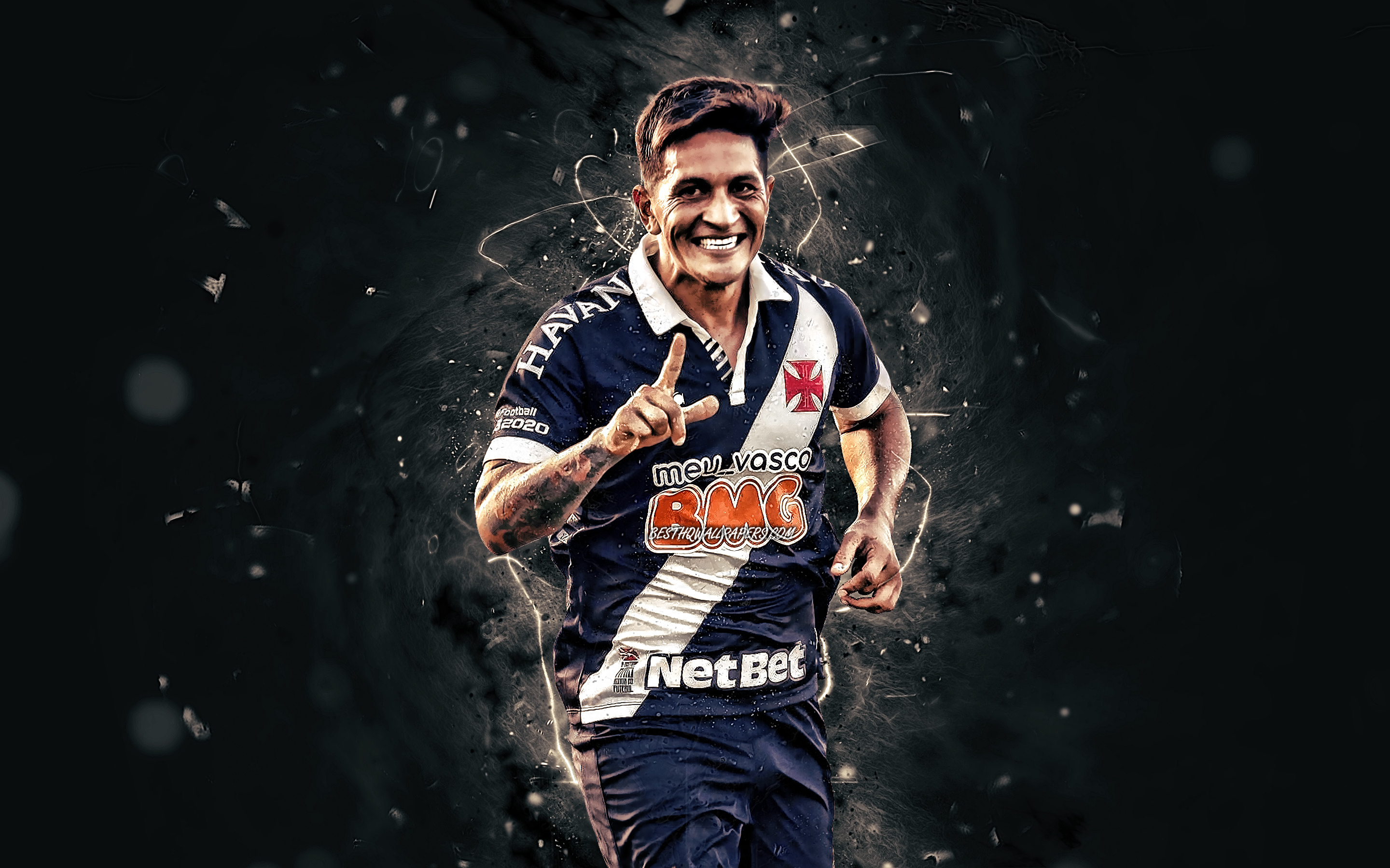 Download wallpaper German Cano, 2020, Vasco da Gama FC, argentinian footballers, Seria A, neon lights, soccer, football, German Ezequiel Cano Recalde for desktop with resolution 2880x1800. High Quality HD picture wallpaper