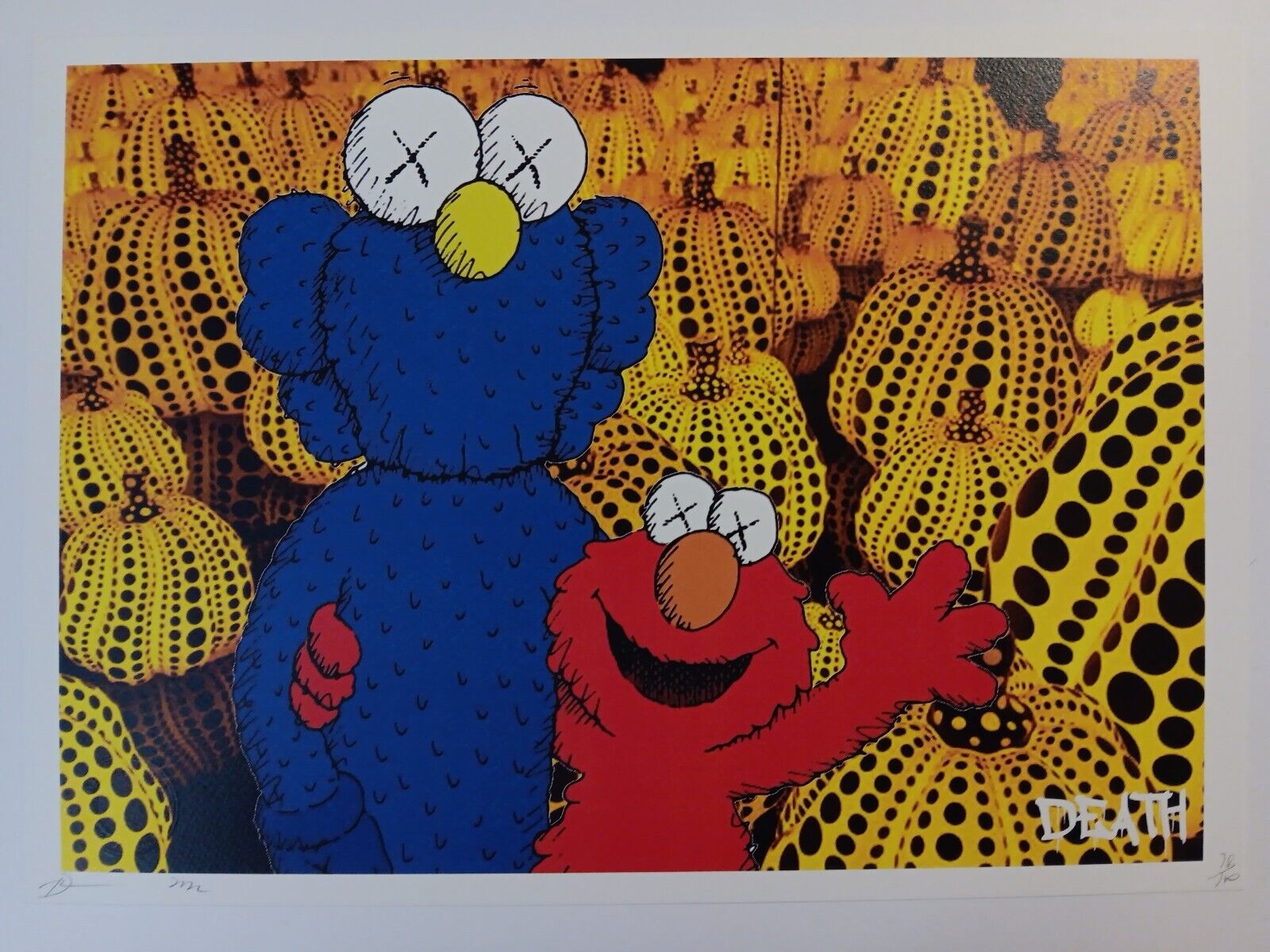 MUPPETS ELMO KAWS ART POSTER PRINT YAYOI KUSAMA DEATH NYC Ltd ED SIGNED