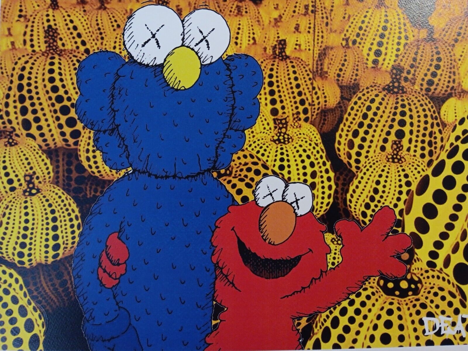 MUPPETS ELMO KAWS ART POSTER PRINT YAYOI KUSAMA DEATH NYC Ltd ED SIGNED