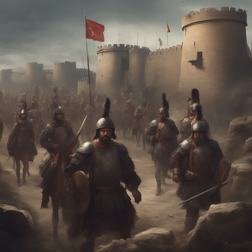 Hundreds Of Foot Soldiers Impaled From 1431 In Wallachia With A Dark Castle In The Background Showing A Brutal Battle In The Style Of Realistic And Hyper Detailed Renderings
