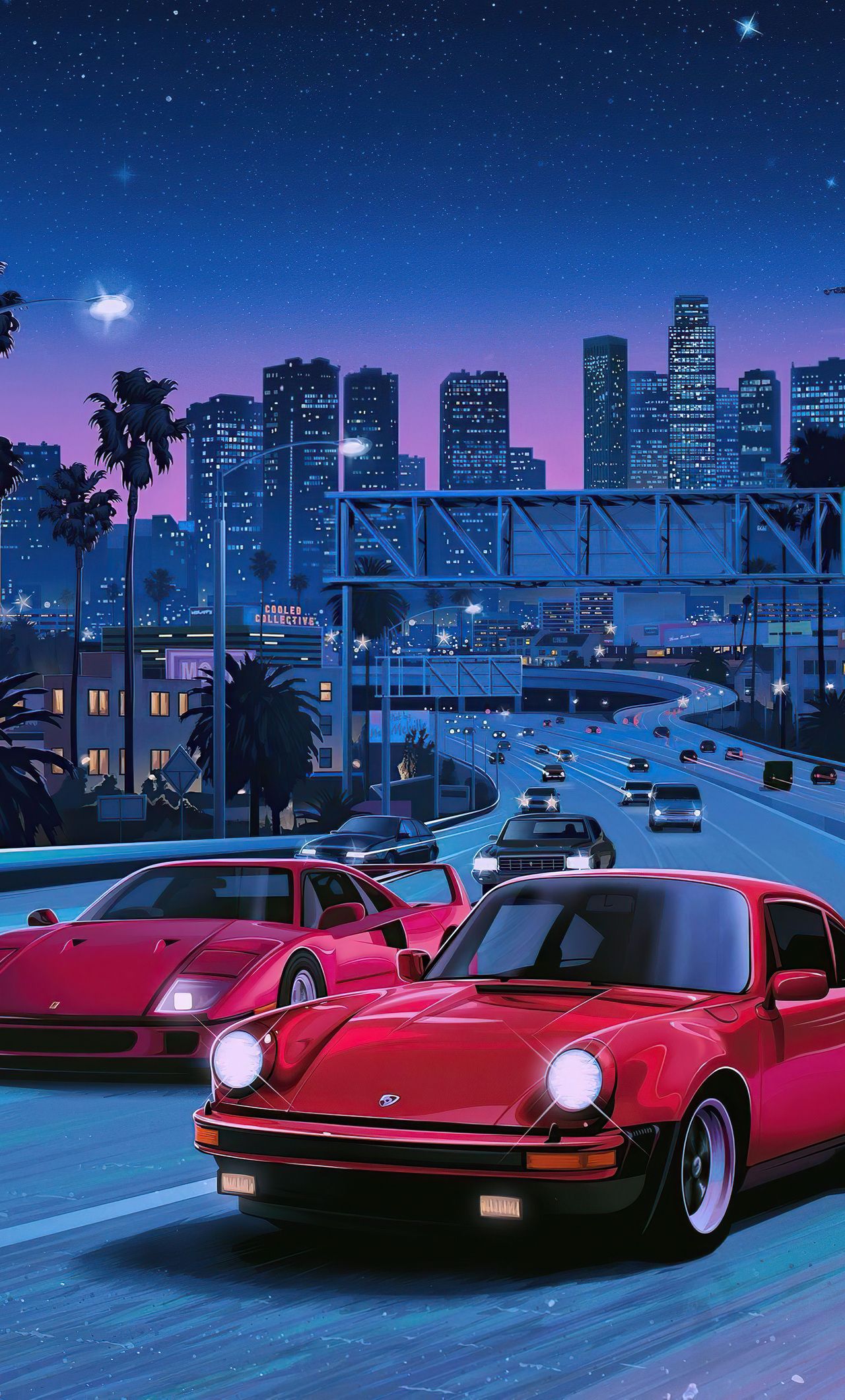 Ferrari Beside A 911 80s Vibes iPhone HD 4k Wallpaper, Image, Background, Photo and Picture