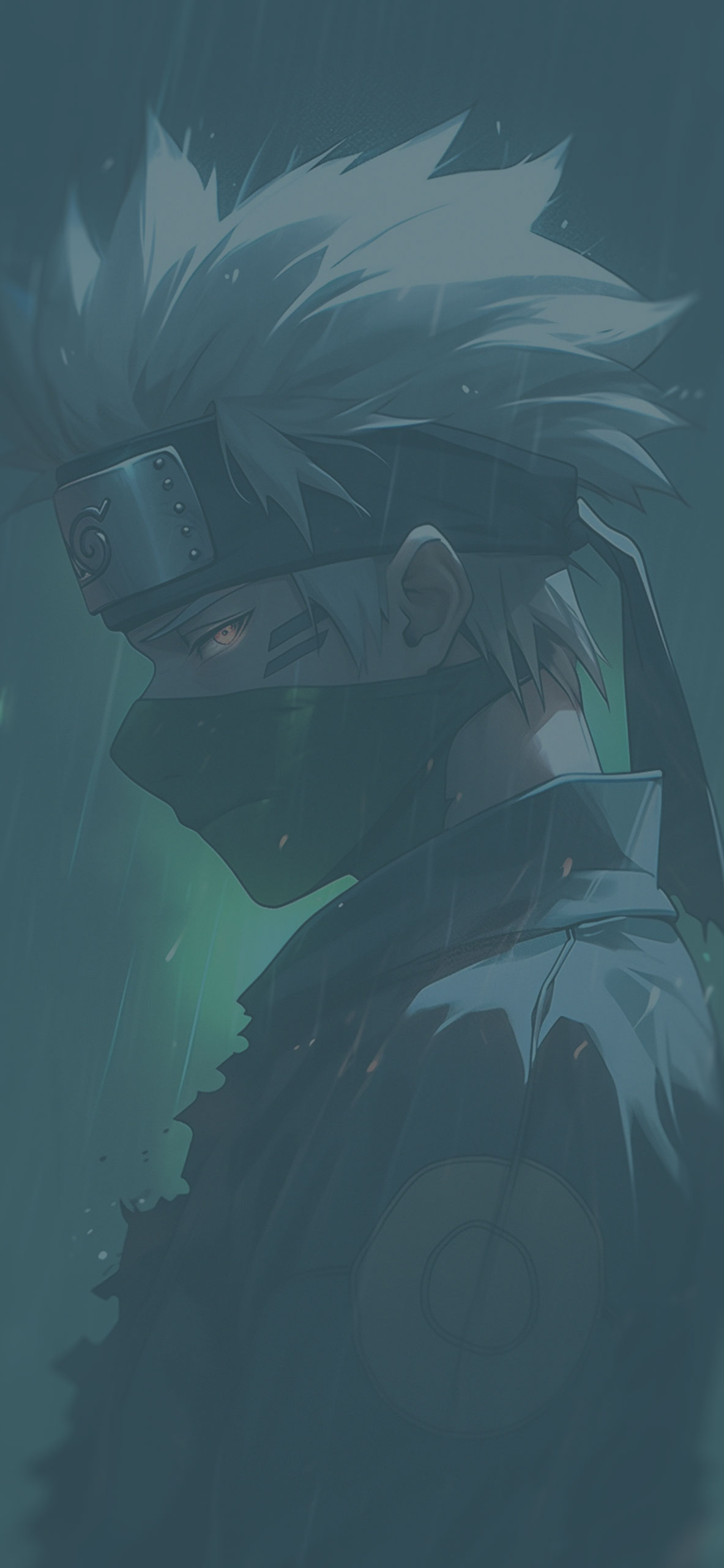 Kakashi under the Rain Green Wallpaper Naruto Wallpaper