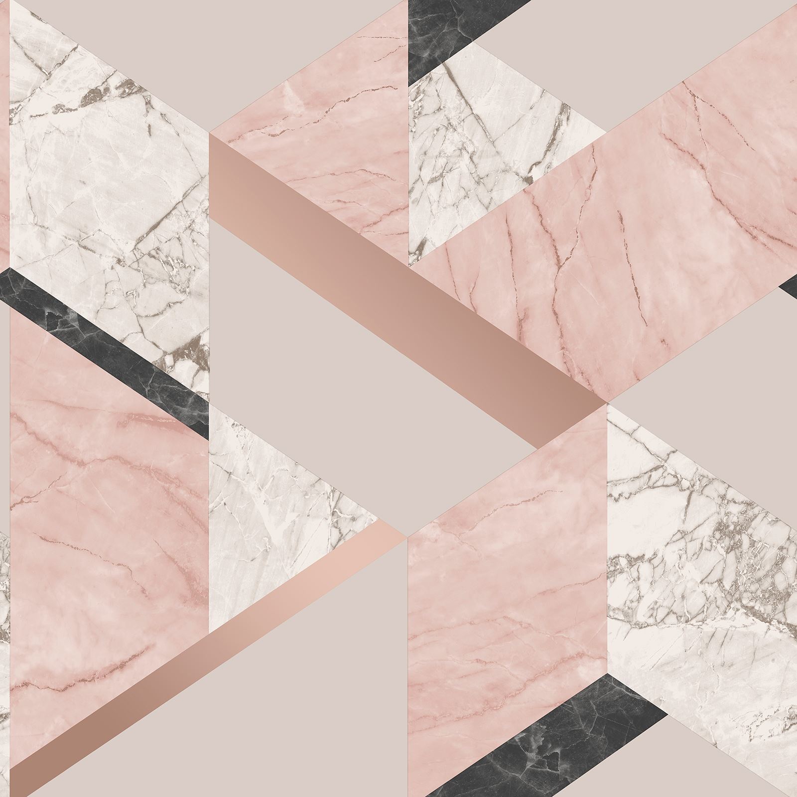 GEOMETRIC MARBLE WALLPAPER BLUSH PINK ROSE GOLD DECOR FD42303
