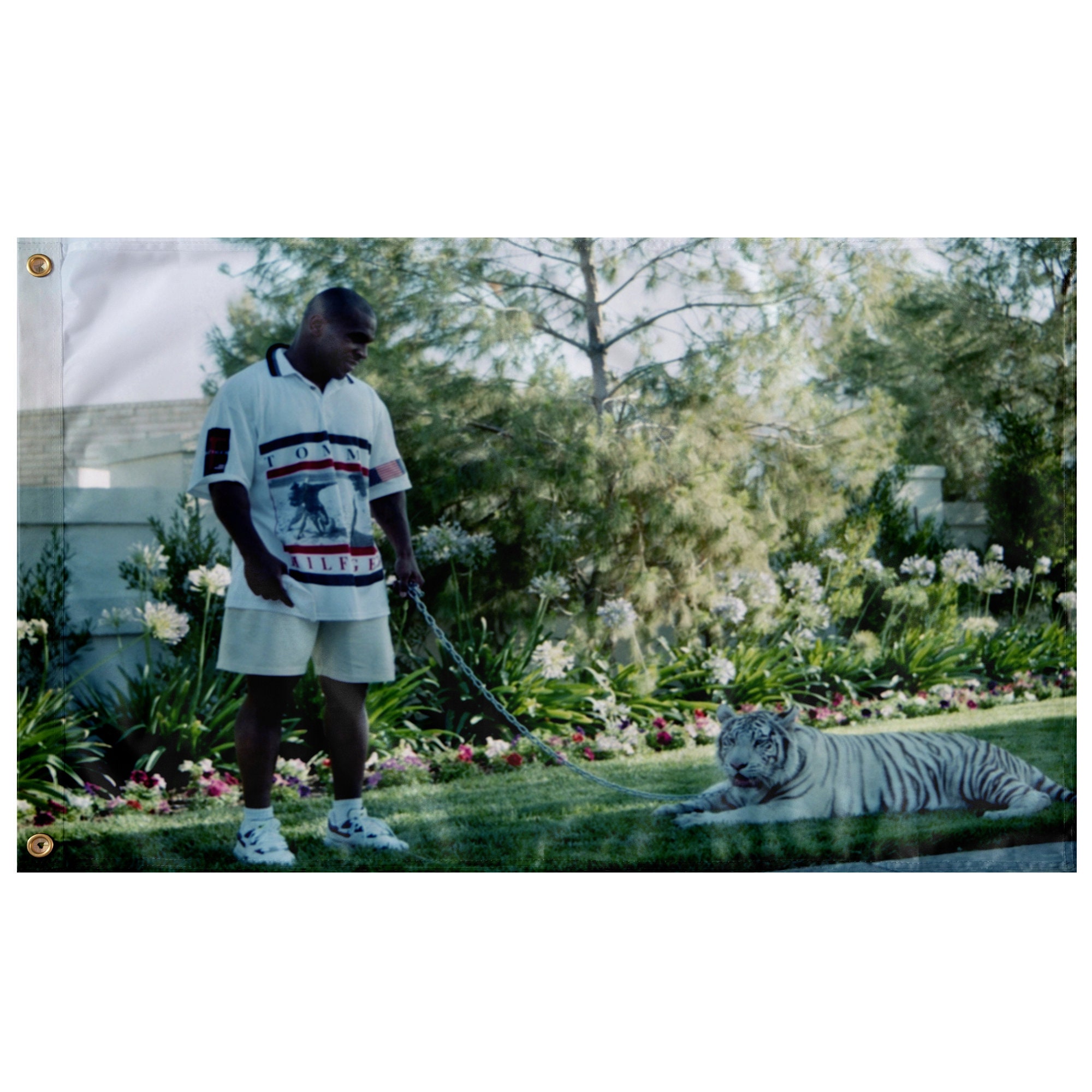 Mike Tyson With Pet Tiger Flag