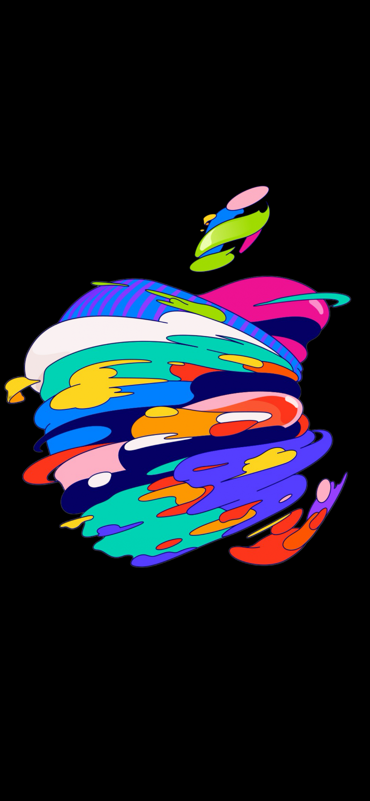 Apple logo Wallpaper 4K, Mac, Black background, Colorful
