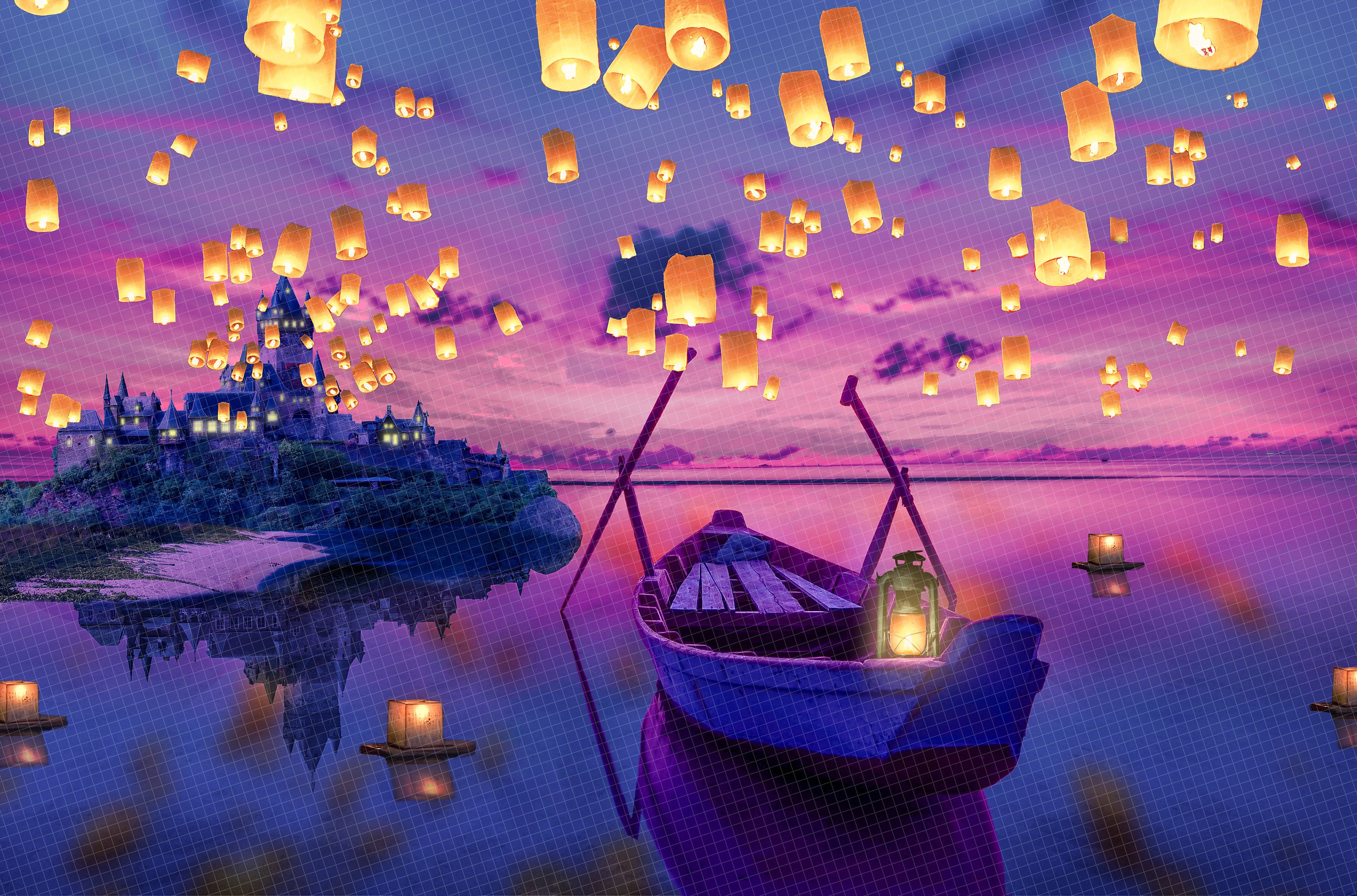 Princess Rapunzel Floating Lantern Backdrop Princess Digital