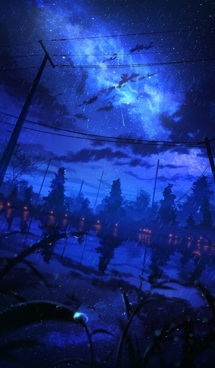 Blue night Wallpaper. Night scenery, Anime scenery wallpaper, Anime scenery