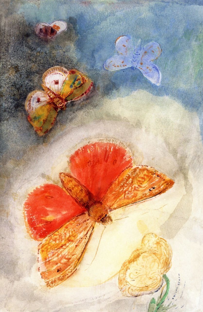 Odilon REDON (1840 1916) Flowers And Butterflies. Odilon Redon, Redon, Butterfly Art